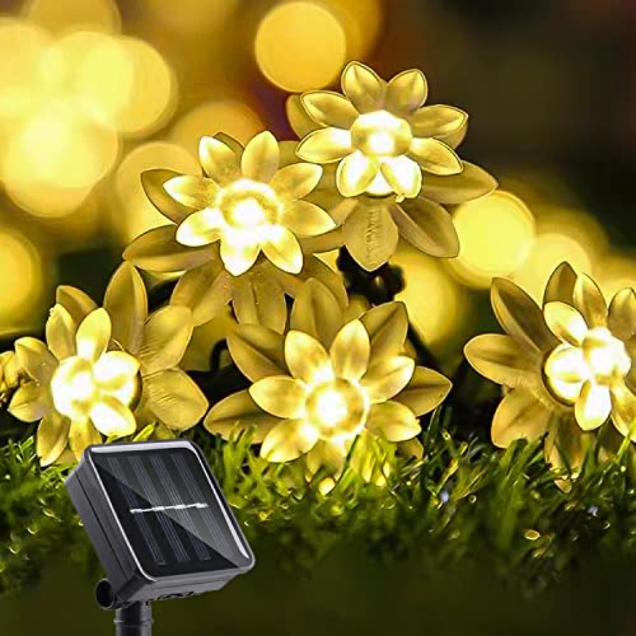 Led Fairy String Lights - Solar Flower String Lights Outdoor Waterproof