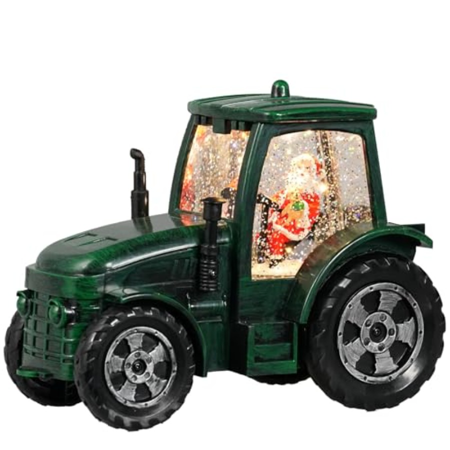 Snow Globe Musical - Christmas Snow Globe Tractor Santa Snow