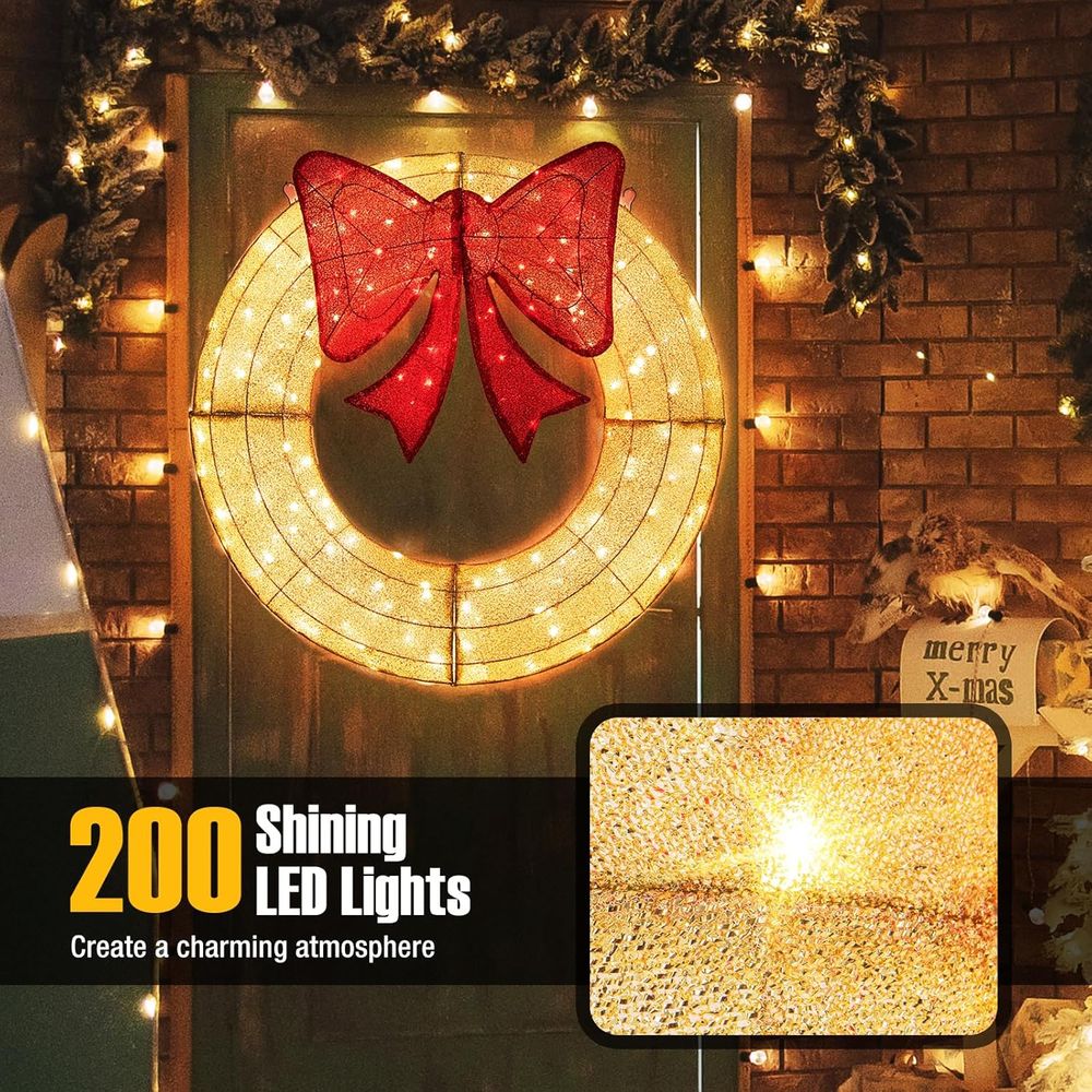48 Inch Pre-Lit Christmas Wrea - Christmas Lights Outdoor reseña y precio