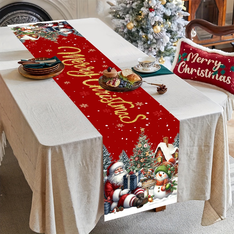 Christmas Santa Snowman Table  - Christmas Table Runner reseña y precio