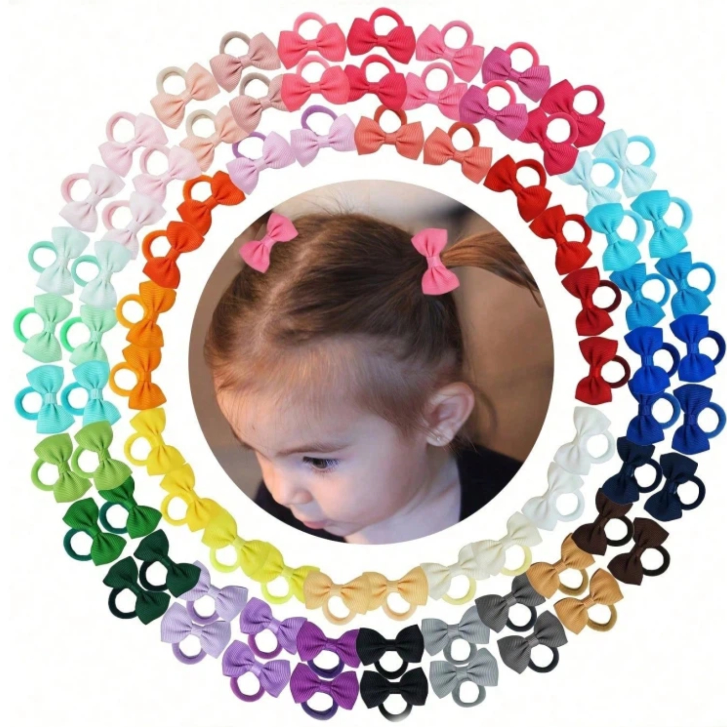 40/60/80 Baby Girls Hair Ties  - Ribbon Bow Gift reseña y precio
