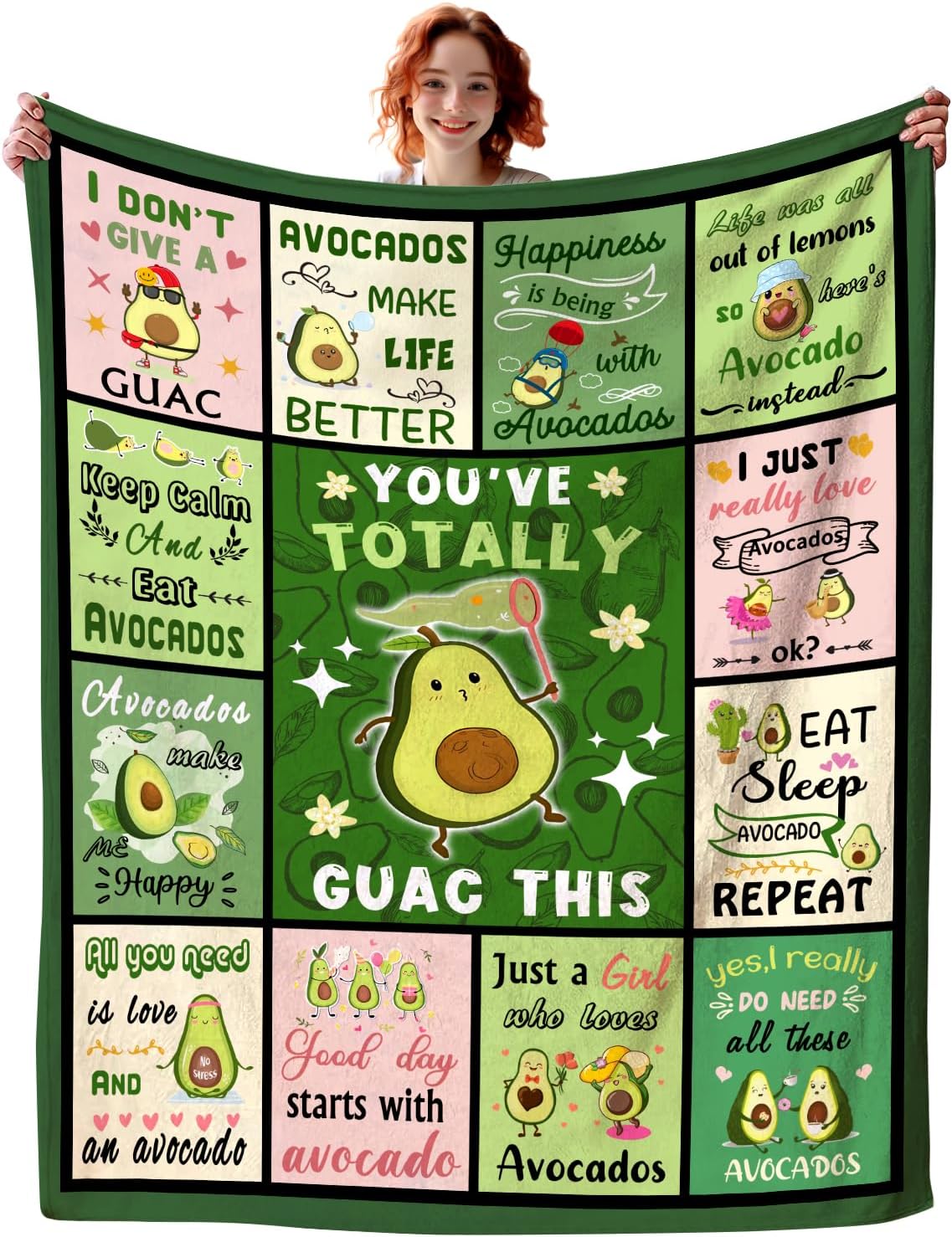 Avocado Blanket Cartoon Avocad - Christmas Throw Blanket reseña y precio