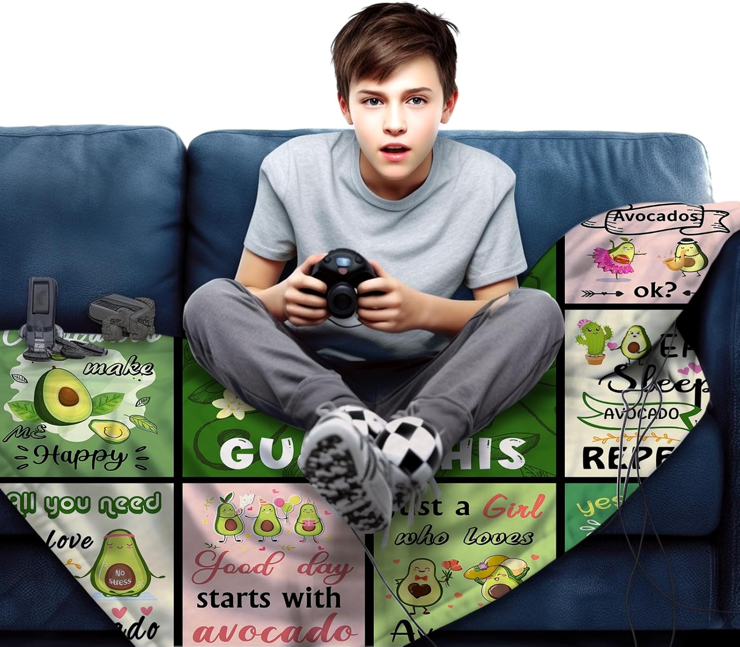Avocado Blanket Cartoon Avocad - Christmas Throw Blanket reseña y precio