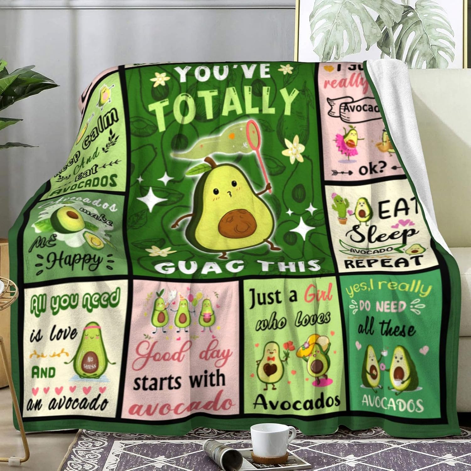 Avocado Blanket Cartoon Avocad - Christmas Throw Blanket reseña y precio