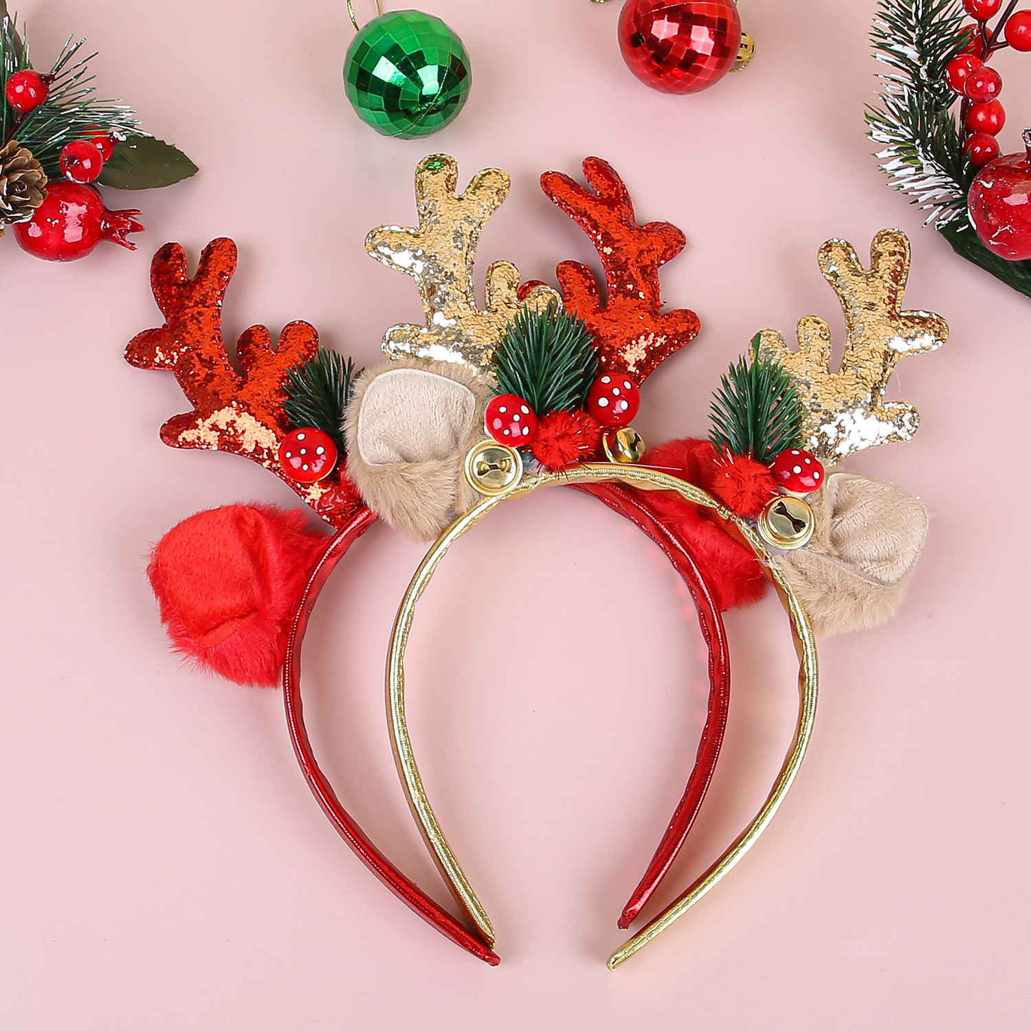 1/2pcs Christmas Glitter Deer  - Reindeer Antlers Headband reseña y precio