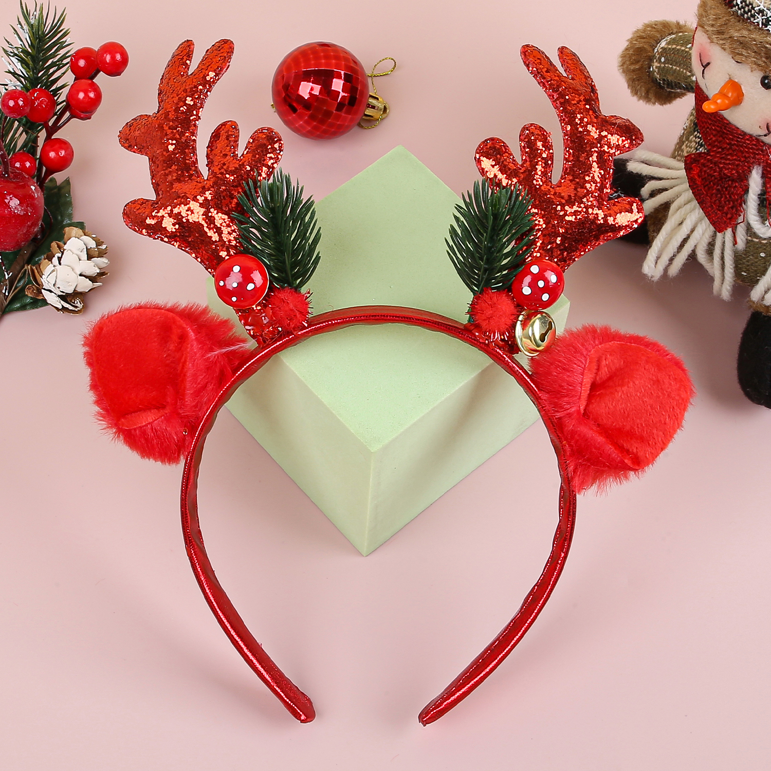 1/2pcs Christmas Glitter Deer  - Reindeer Antlers Headband reseña y precio