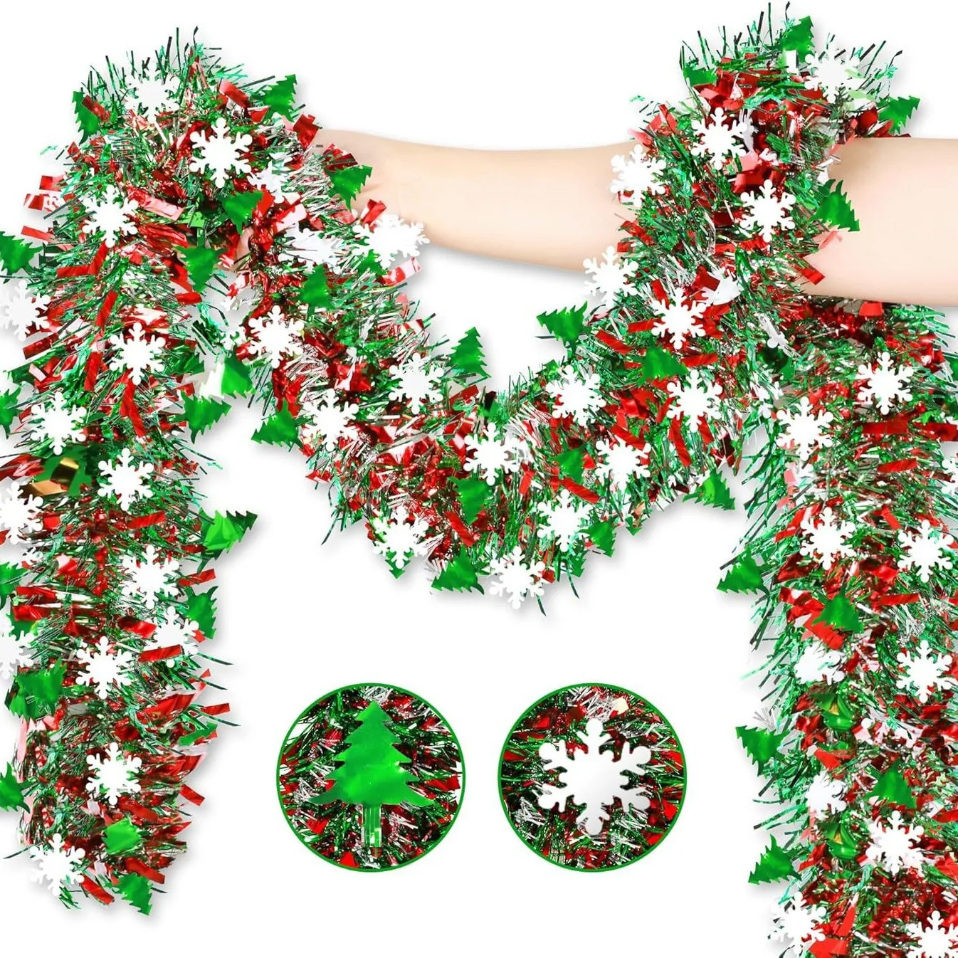 2M Christmas Snowflake Tinsel  - Tinsel Garland Decoration reseña y precio