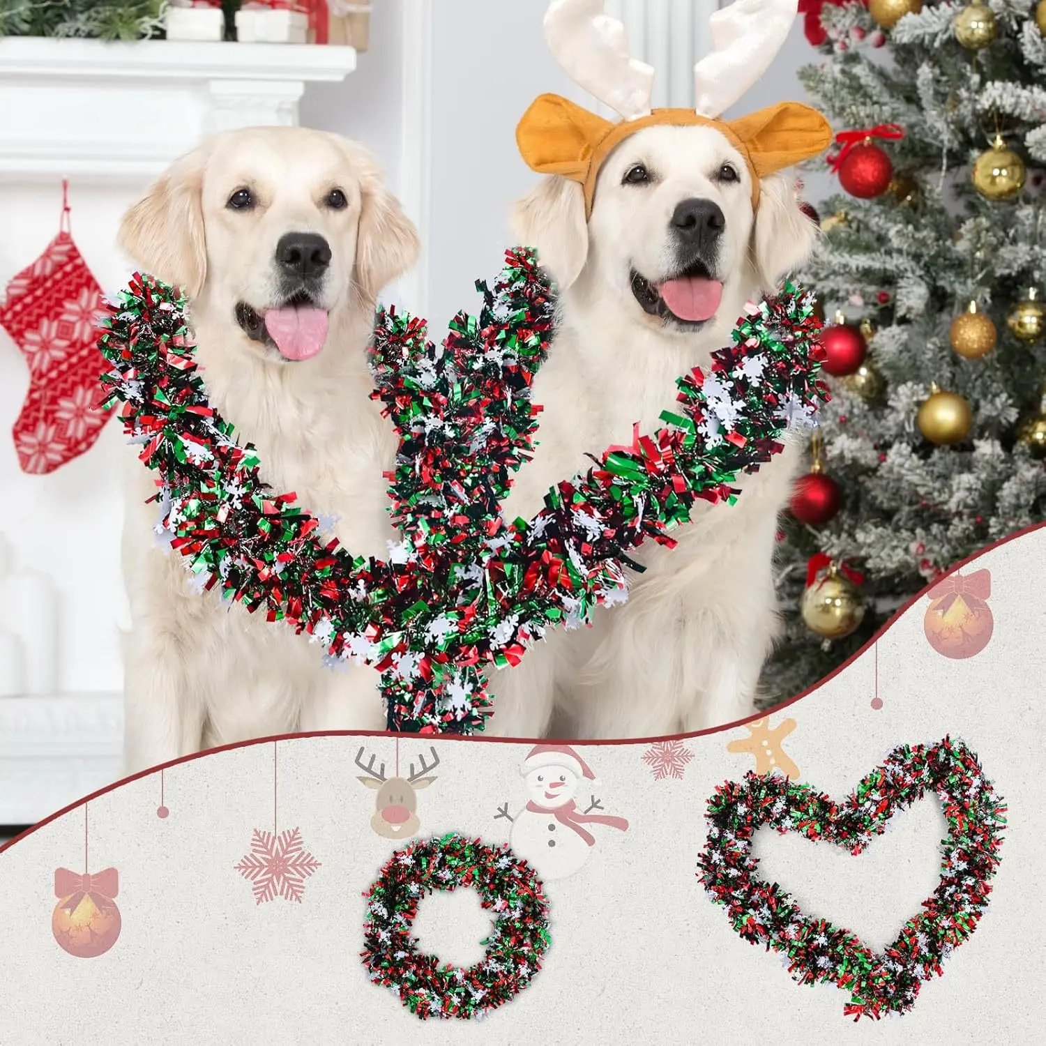 2M Christmas Snowflake Tinsel  - Tinsel Garland Decoration reseña y precio