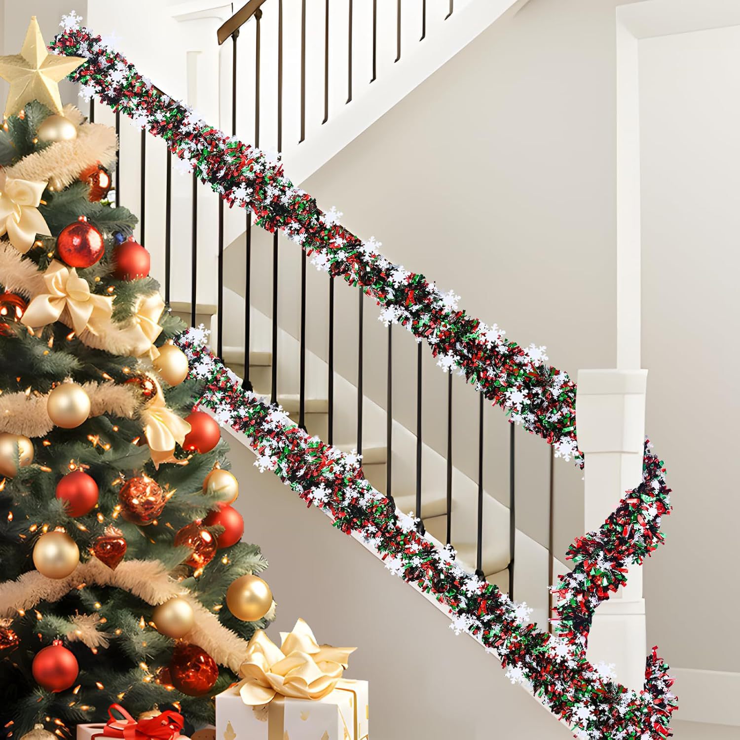 2M Christmas Snowflake Tinsel  - Tinsel Garland Decoration reseña y precio