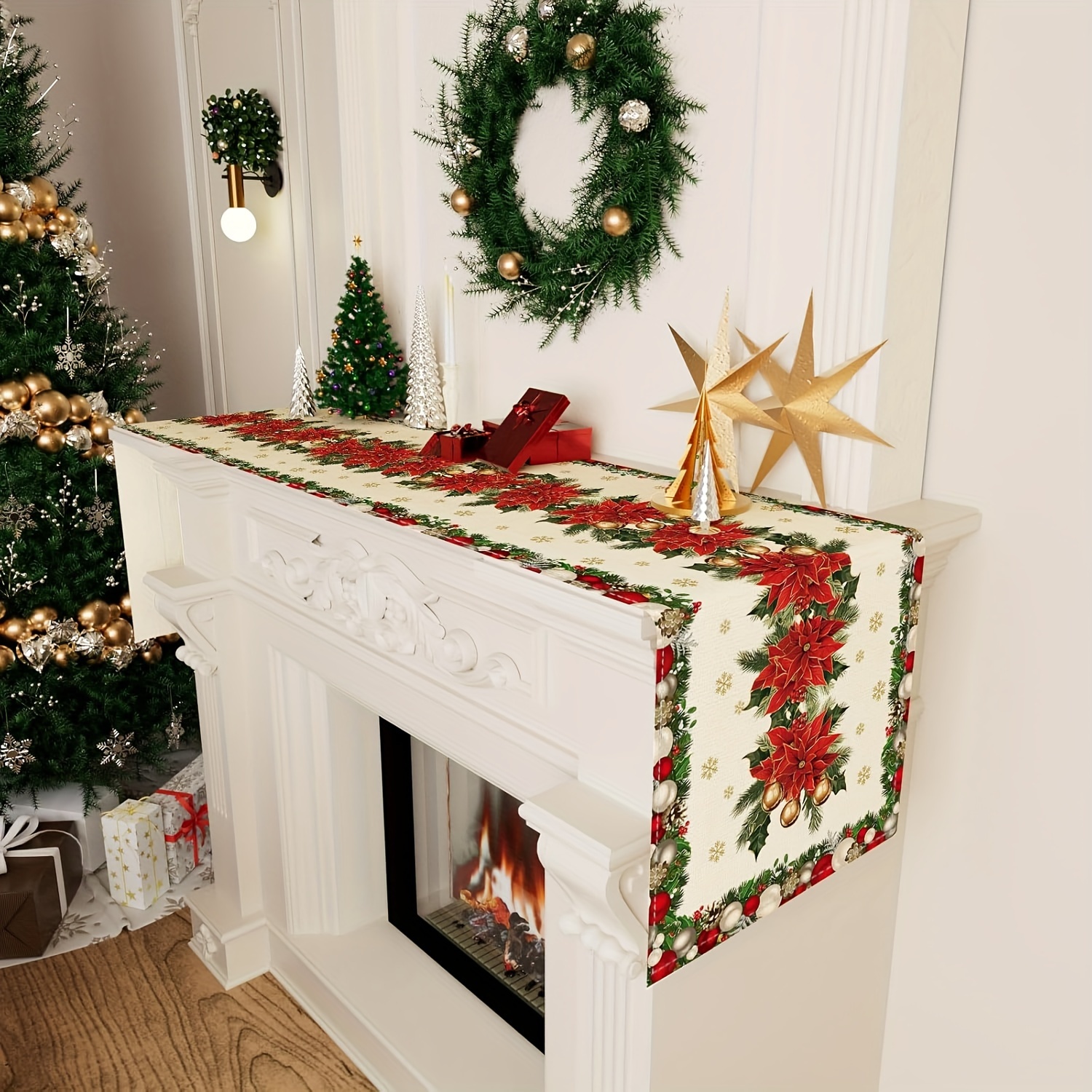 1pc Multi-Size Winter Floral T - Christmas Table Runner reseña y precio