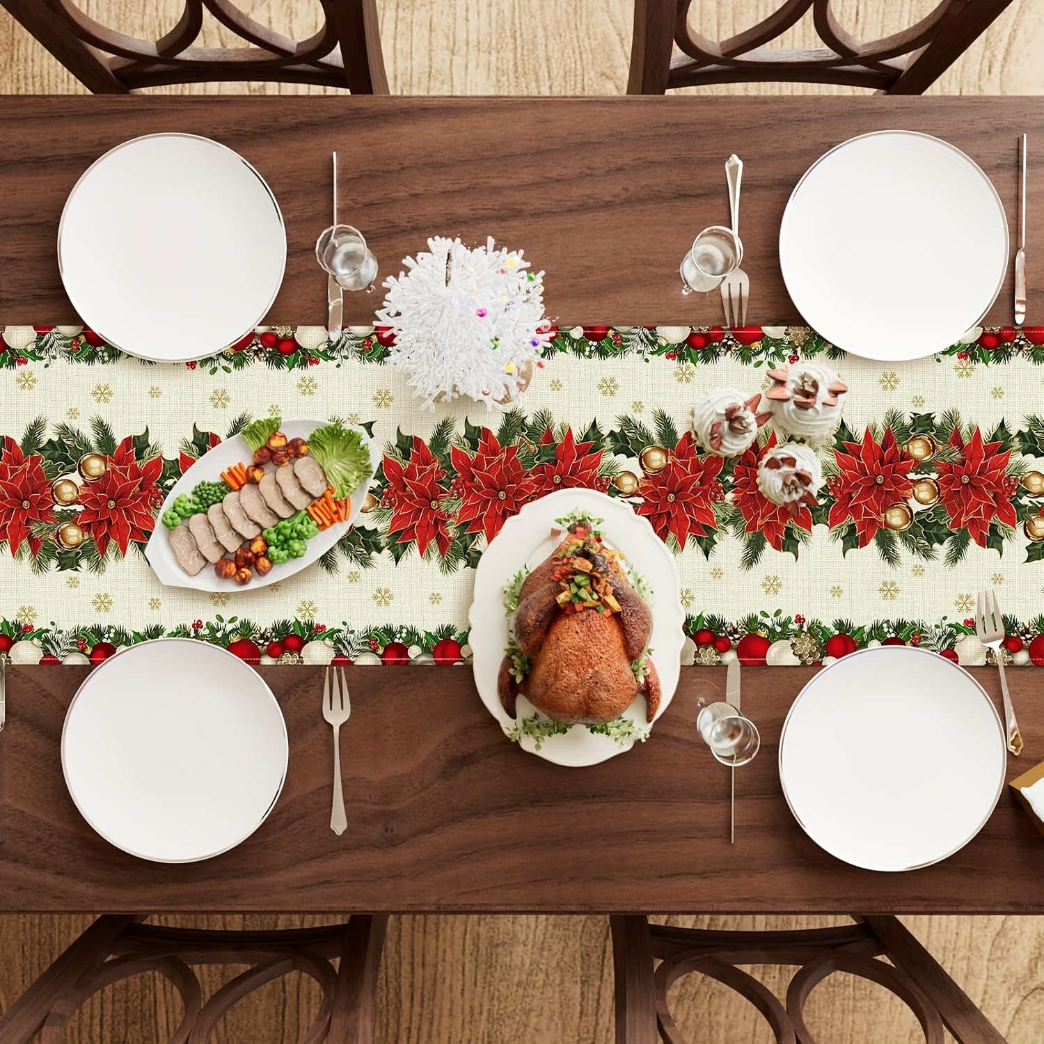 1pc Multi-Size Winter Floral T - Christmas Table Runner reseña y precio