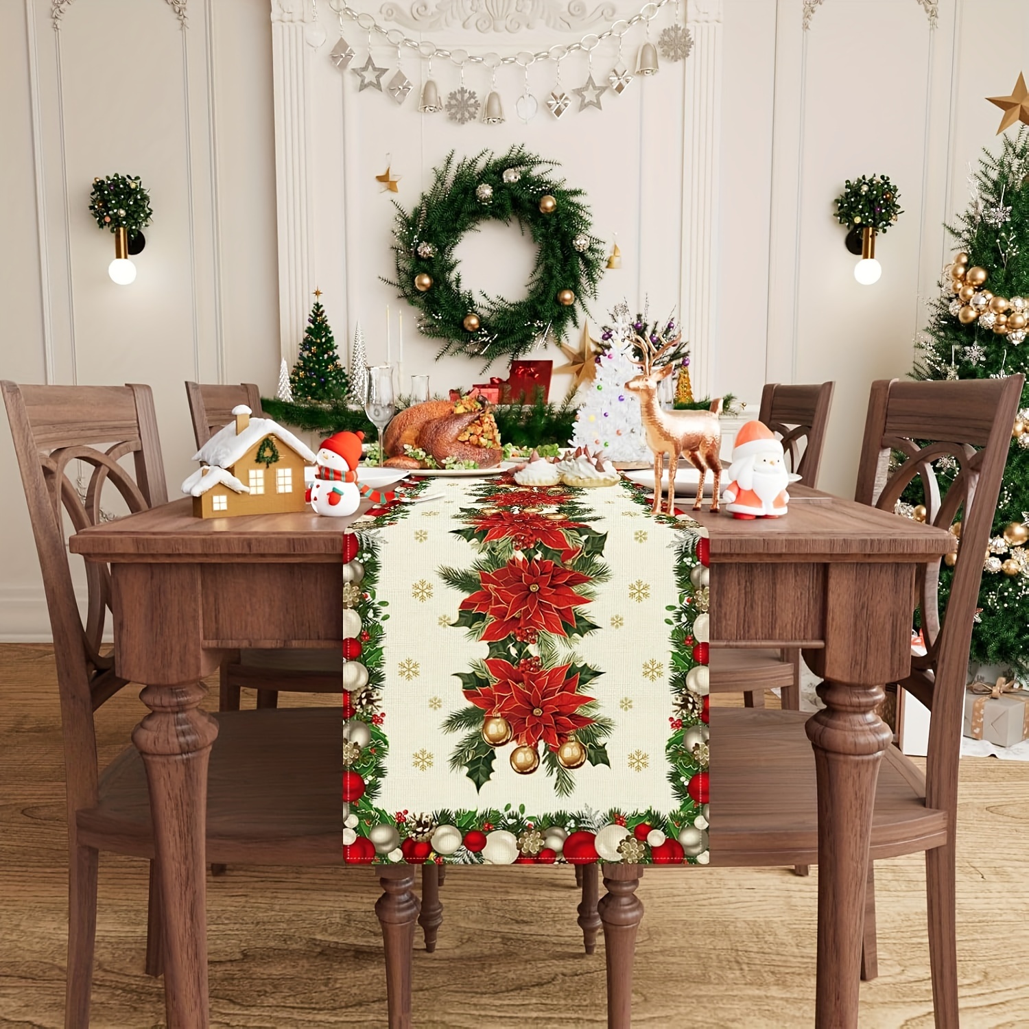 1pc Multi-Size Winter Floral T - Christmas Table Runner reseña y precio