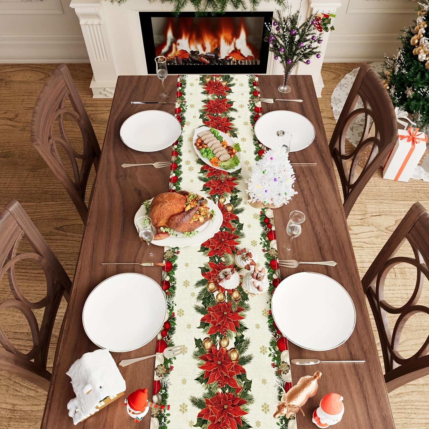 1pc Multi-Size Winter Floral T - Christmas Table Runner reseña y precio