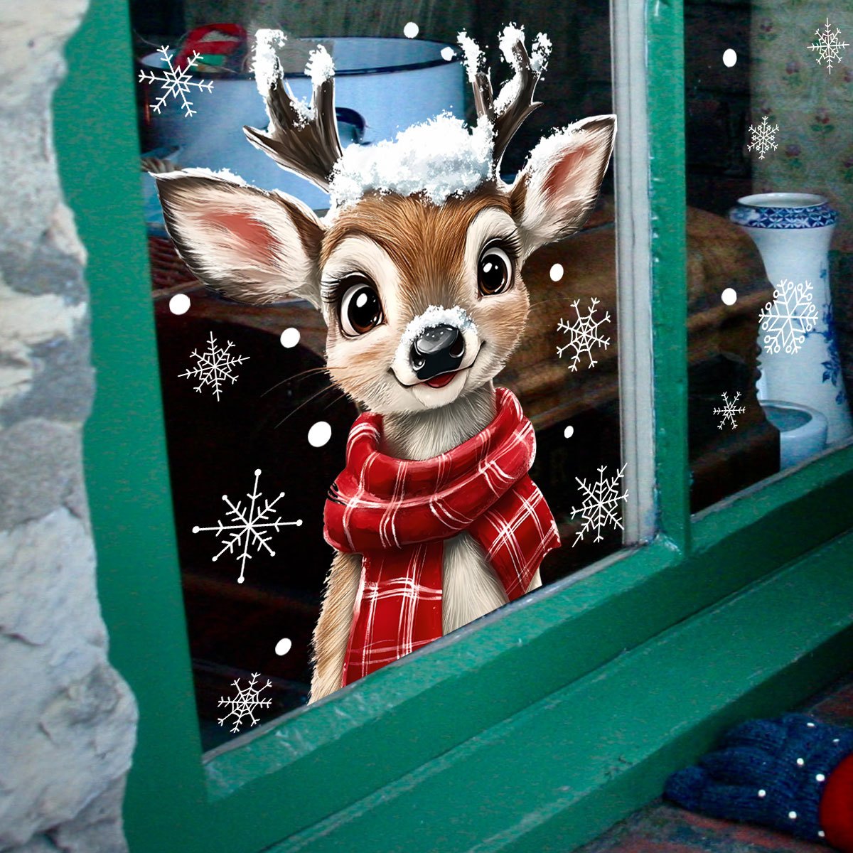 1pc Christmas Scarf Snowflake  - Snowflake Window Decal reseña y precio