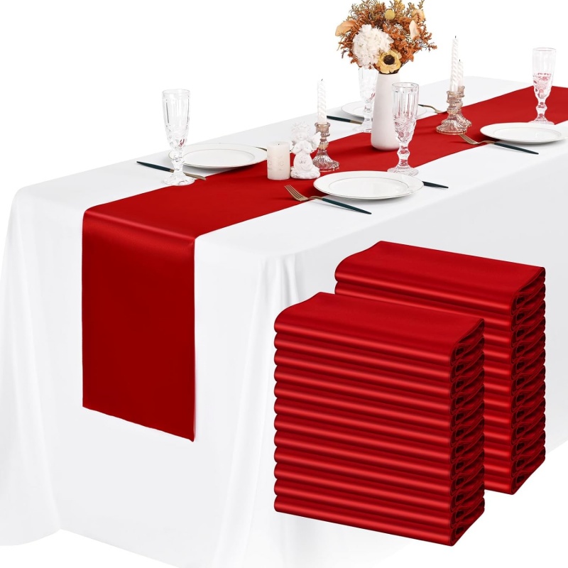 New 10-1PC Shiny Satin Banquet - Christmas Table Runner reseña y precio