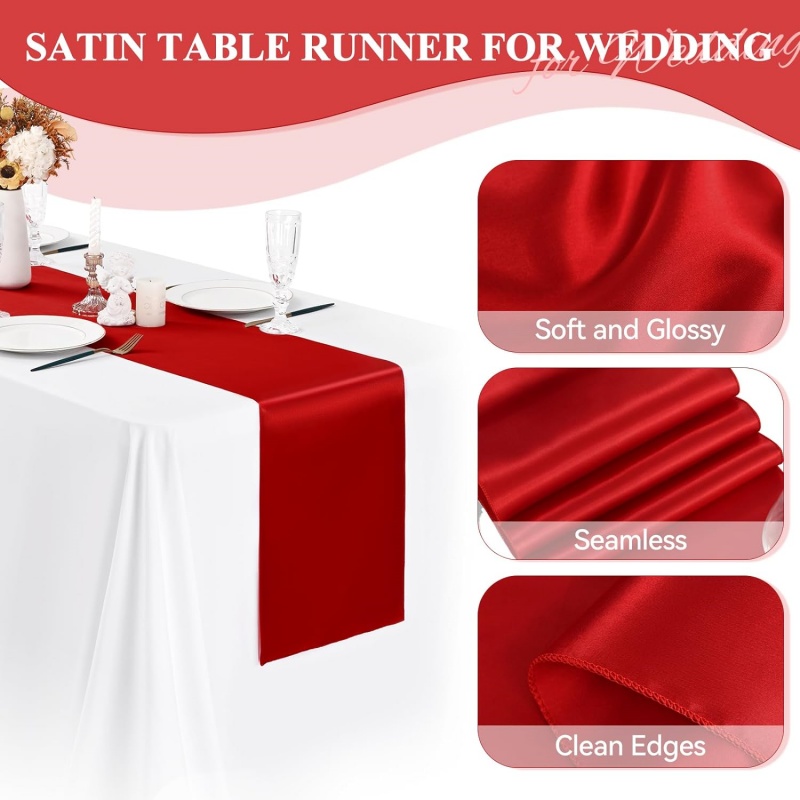 New 10-1PC Shiny Satin Banquet - Christmas Table Runner reseña y precio