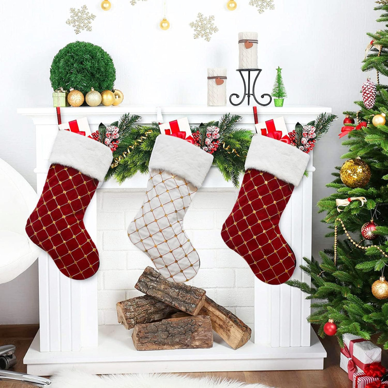 Christmas Stocking Soft Faux F - Christmas Stocking Hanging reseña y precio