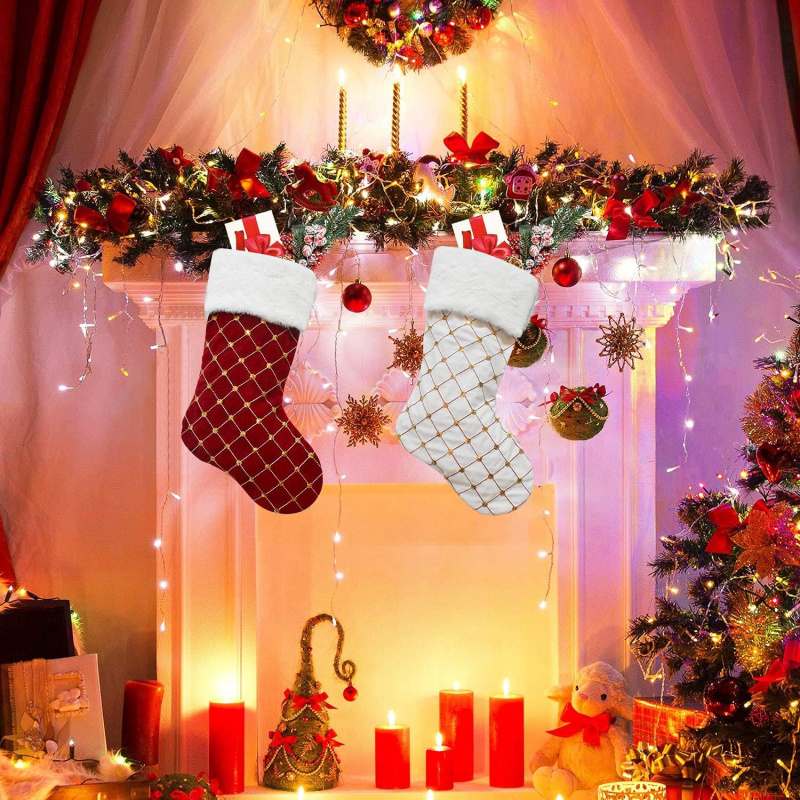 Christmas Stocking Soft Faux F - Christmas Stocking Hanging reseña y precio