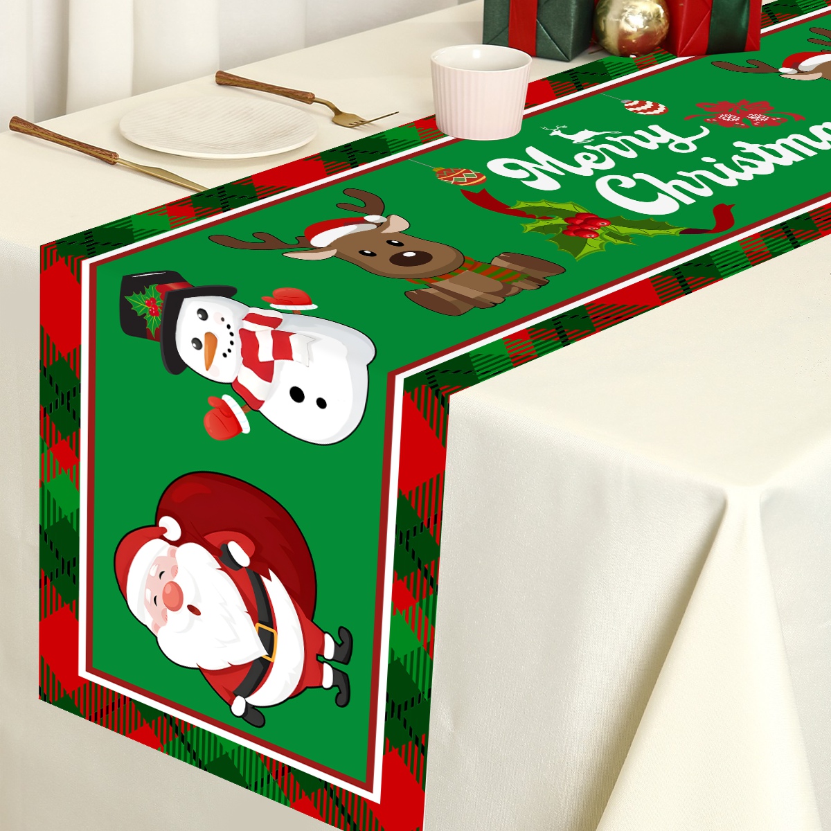 Christmas Santa Clause Polyest - Christmas Table Runner reseña y precio