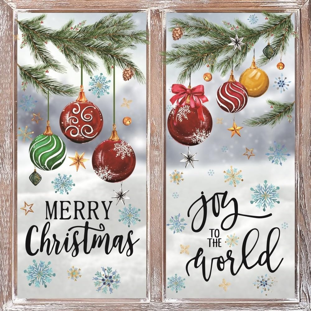 221 PCS Christmas Window Cling - Snowflake Window Decal reseña y precio