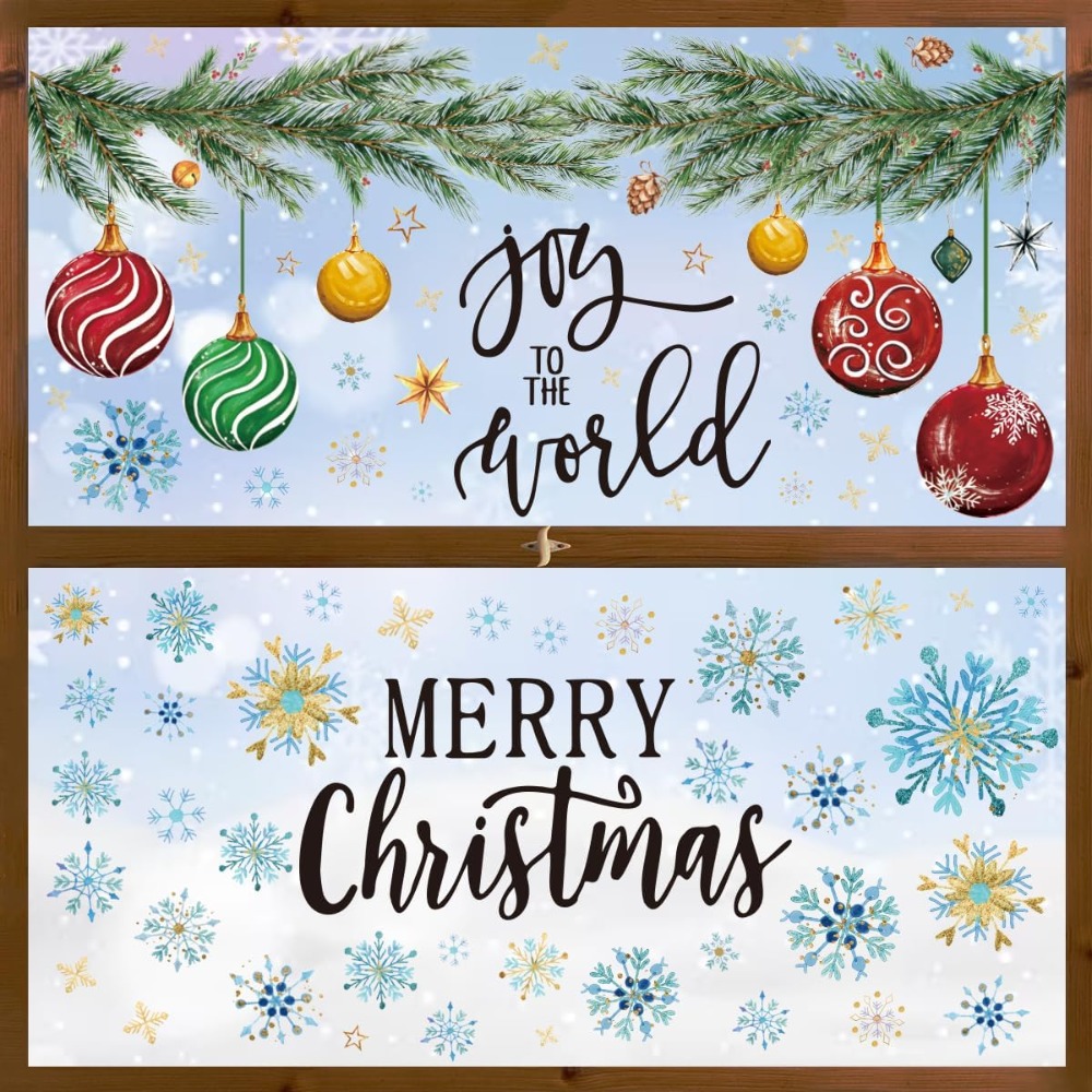 221 PCS Christmas Window Cling - Snowflake Window Decal reseña y precio