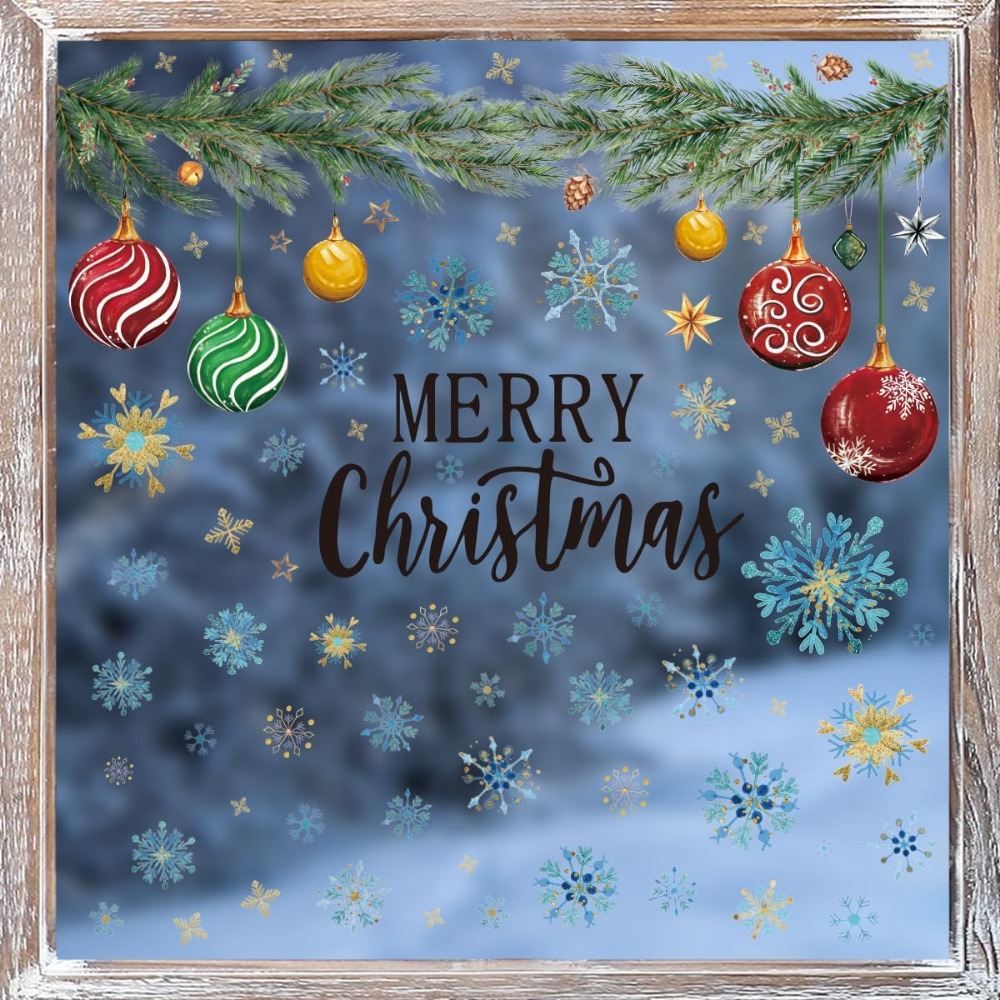 221 PCS Christmas Window Cling - Snowflake Window Decal reseña y precio