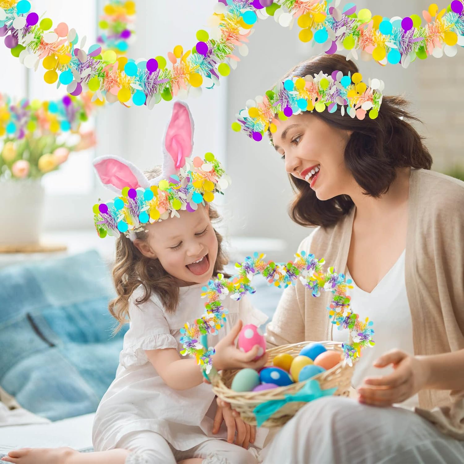 Easter Garland Decor 2PCS Glit - Tinsel Garland Decoration reseña y precio