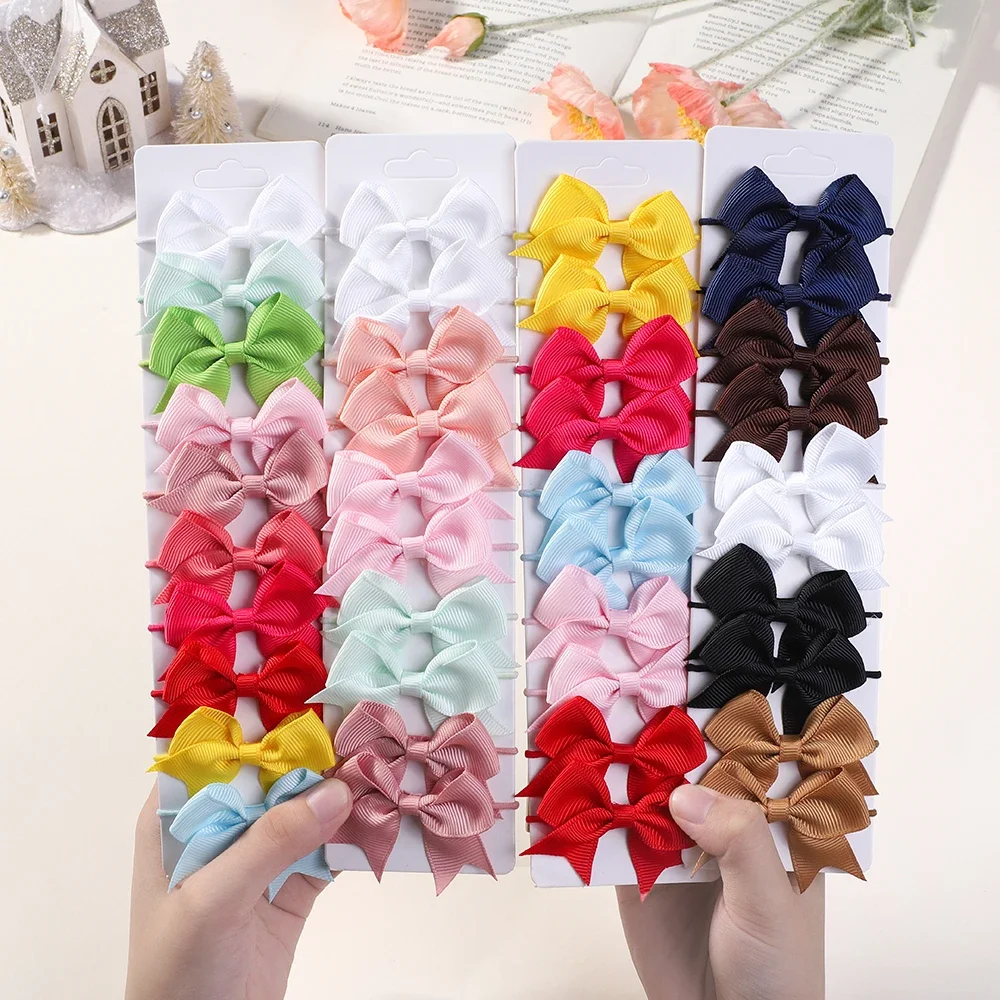 10Pcs Bows Elastic Hair rubber - Ribbon Bow Gift reseña y precio