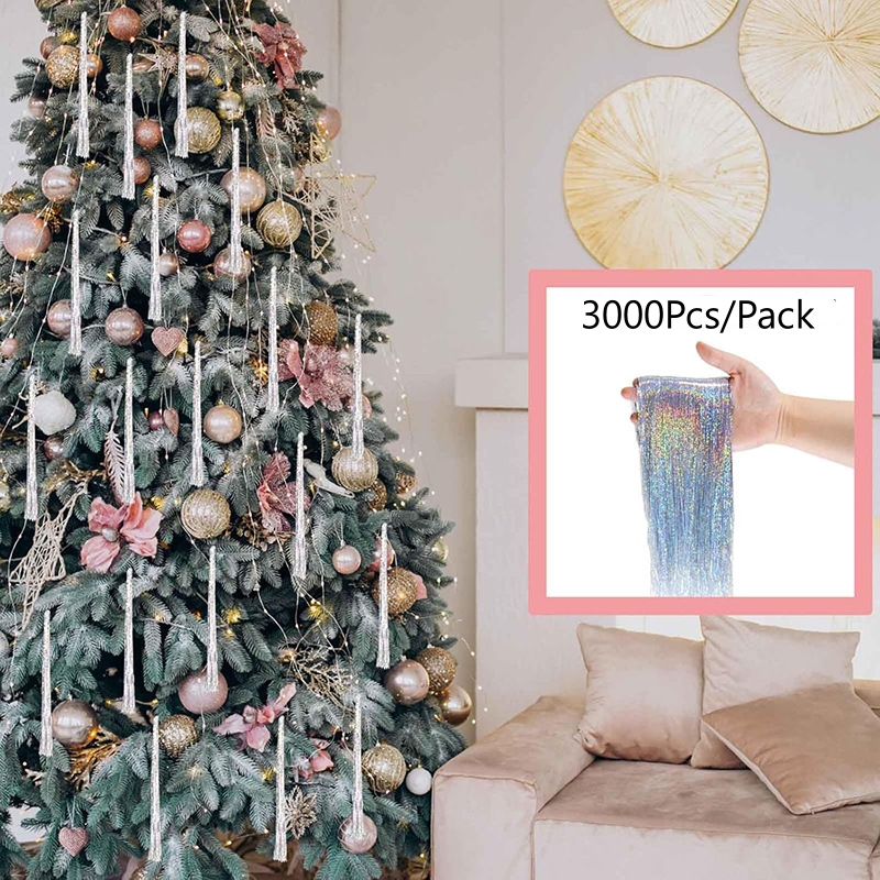 3000 Strands Icicles Iridescen - Tinsel Garland Decoration reseña y precio