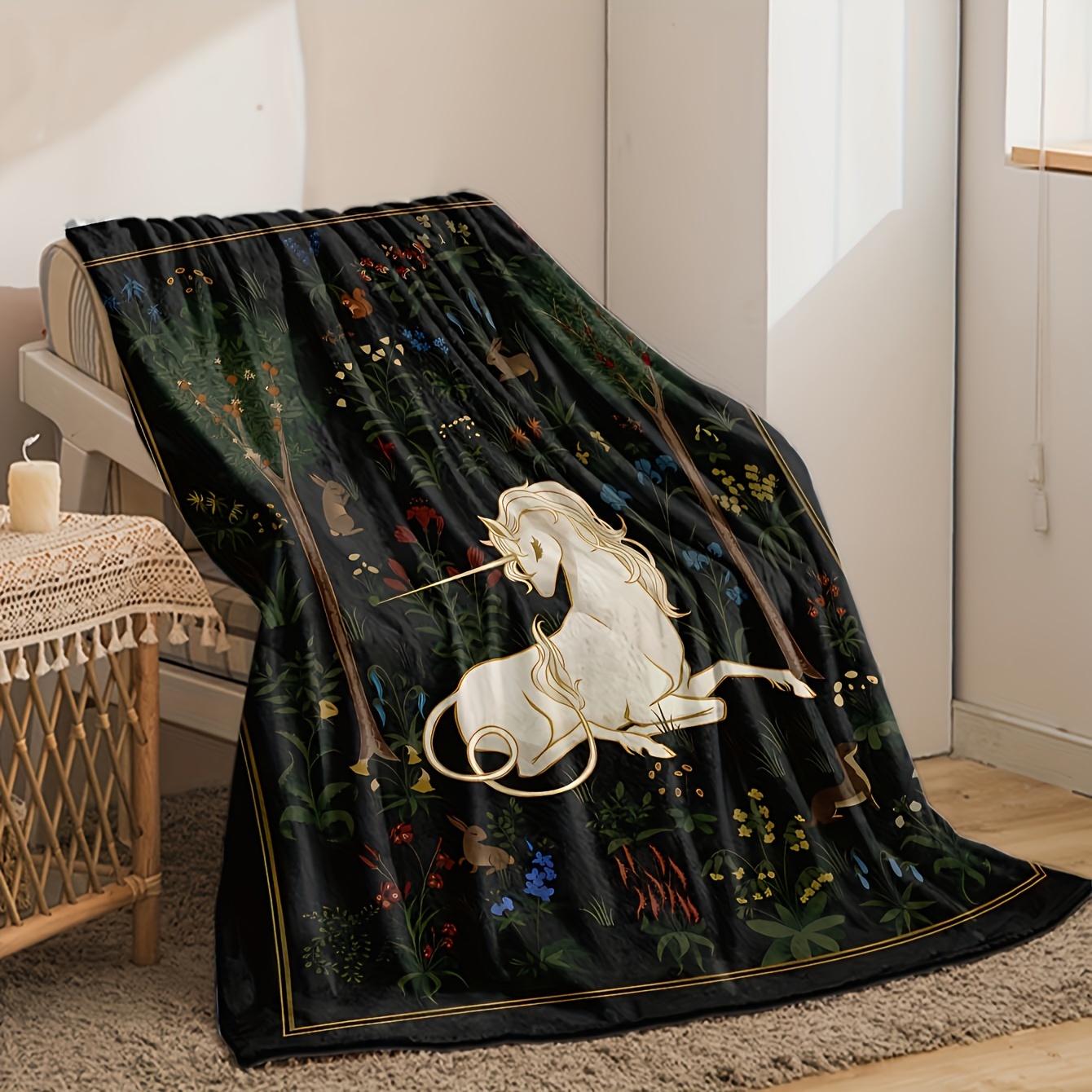 1pc Magical Unicorn Forest Thr - Christmas Throw Blanket reseña y precio