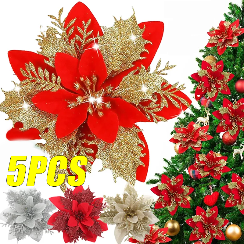 5PCS Christmas Flowers Christm - Christmas Tree Artificial reseña y precio