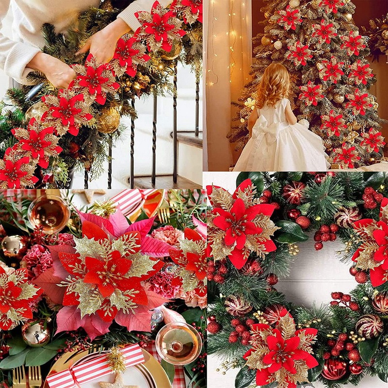 5PCS Christmas Flowers Christm - Christmas Tree Artificial reseña y precio