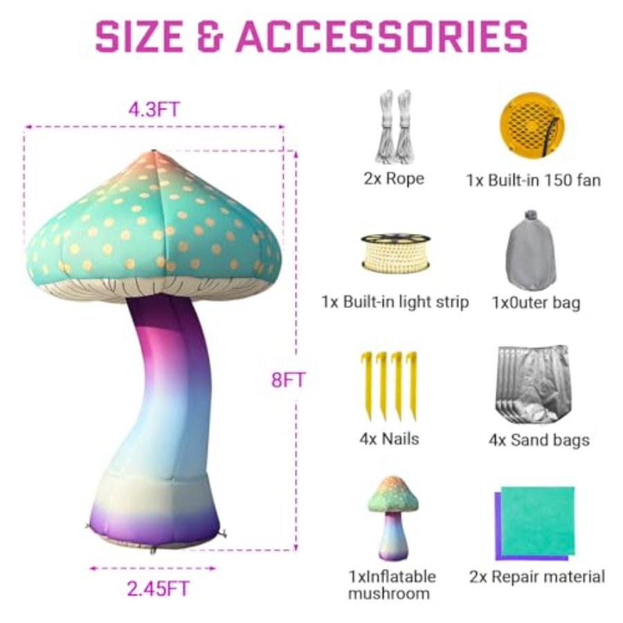 8Feet Giant Inflatable Mushroo - Christmas Lights Outdoor reseña y precio