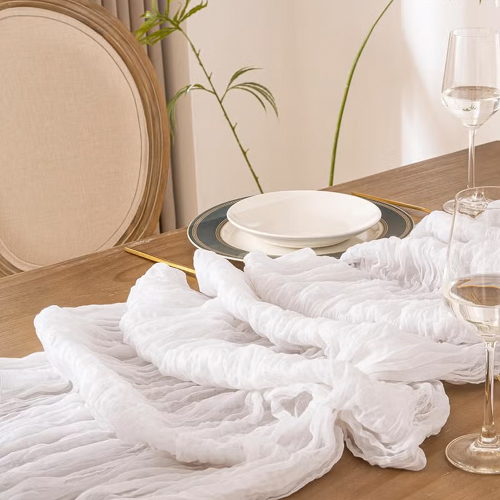 90x400CM Cheesecloth Table Run - Christmas Table Runner reseña y precio