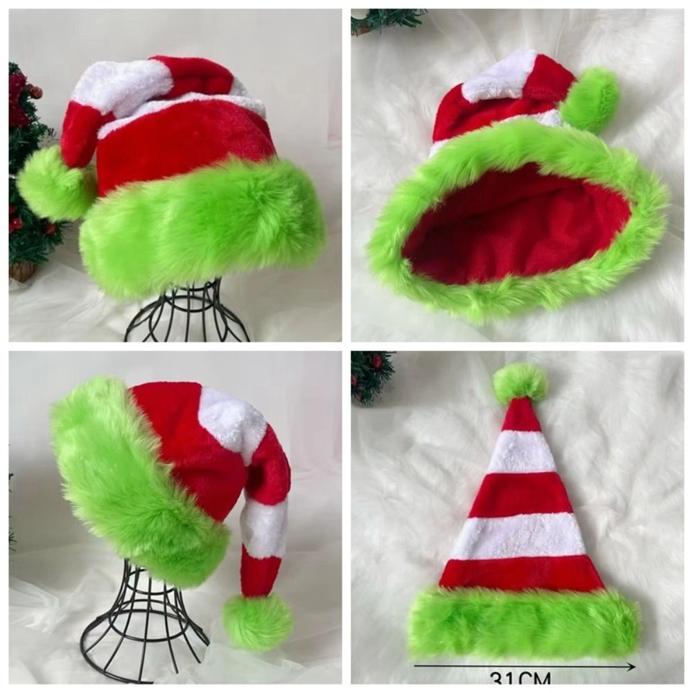 Green Edged Christmas Hat Red  - Santa Hat Plush reseña y precio