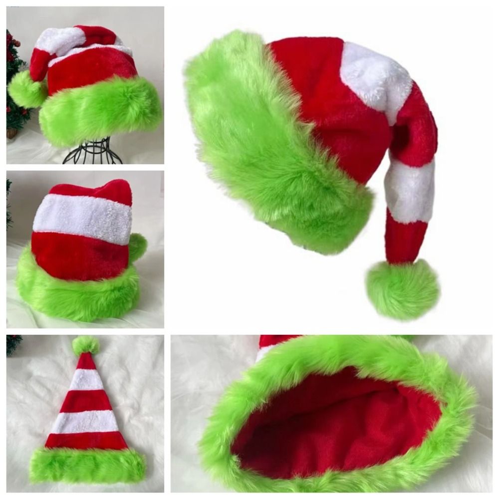 Green Edged Christmas Hat Red  - Santa Hat Plush reseña y precio