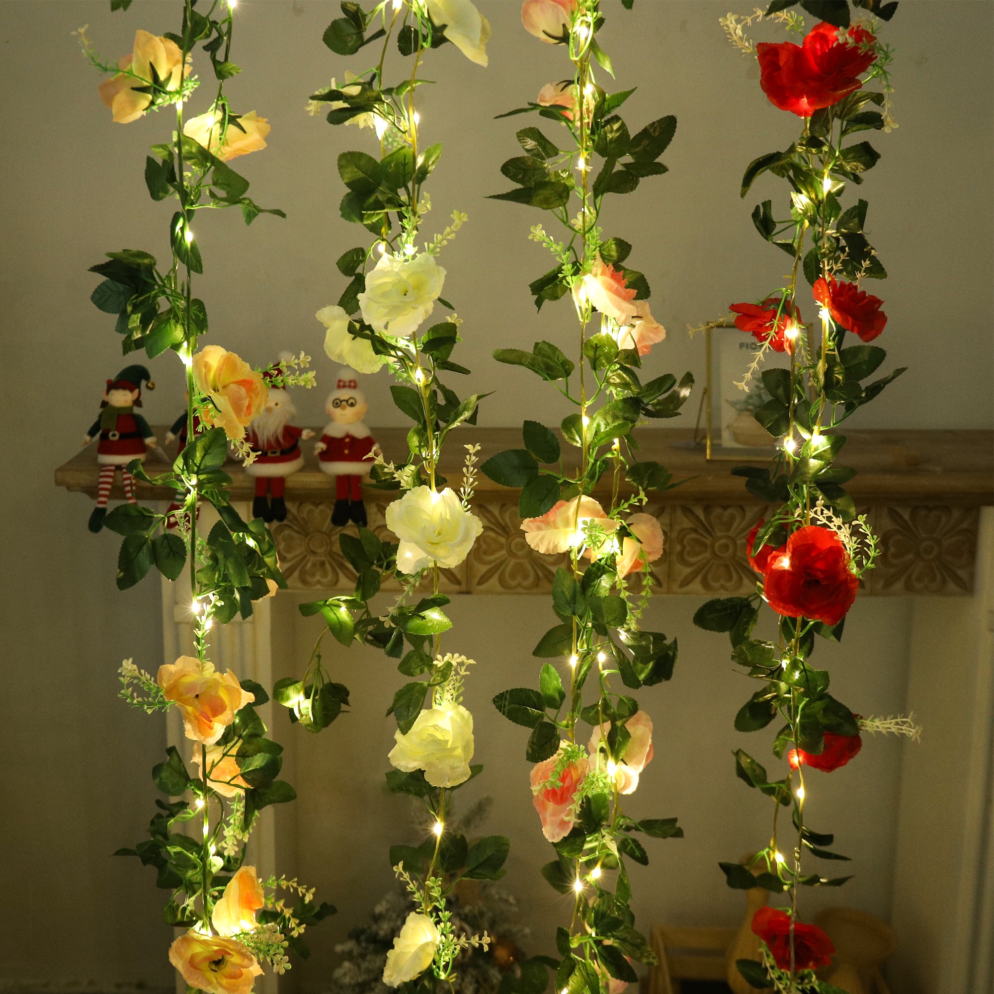 Rose LED Vine Light String Art - Christmas Wreath Fake reseña y precio