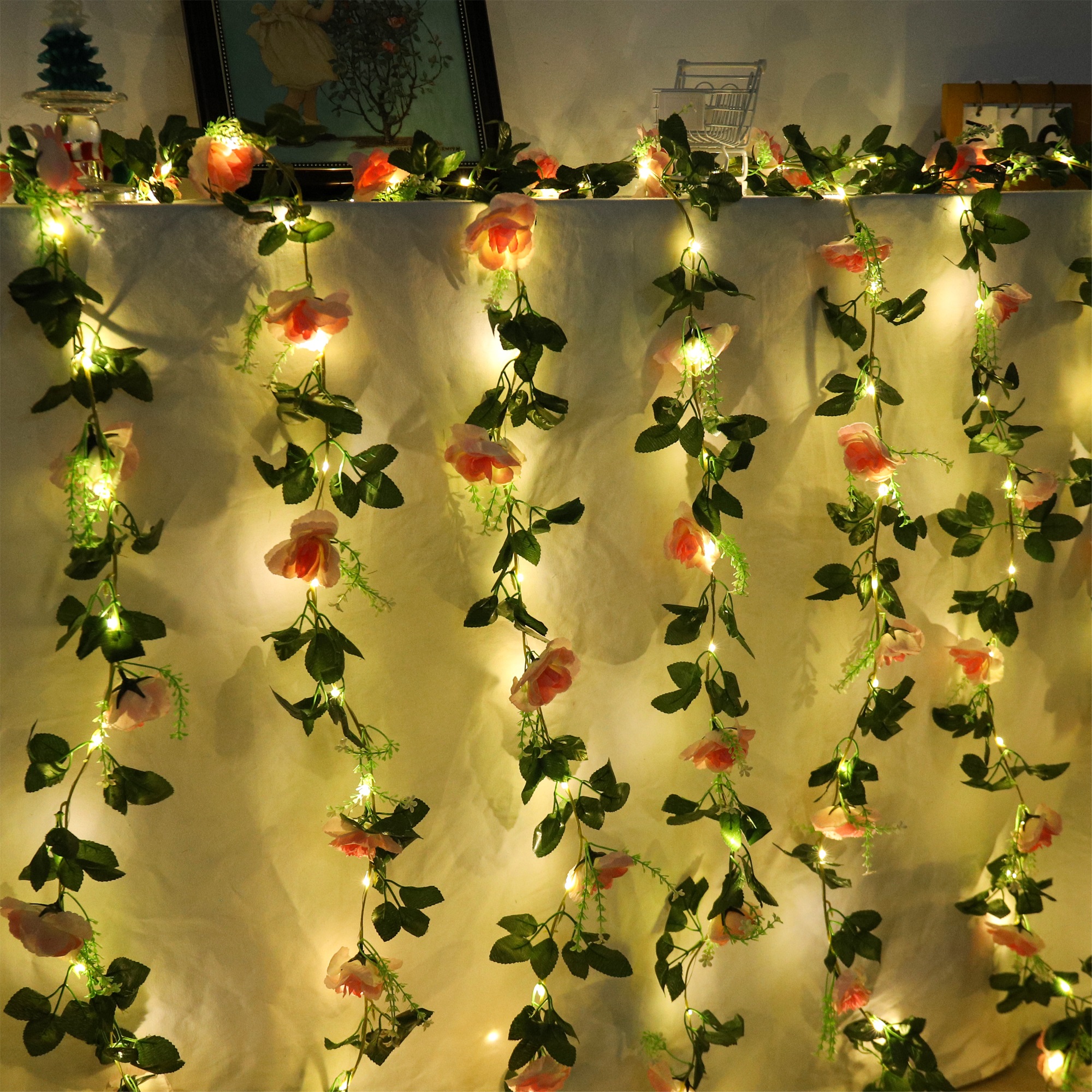 Rose LED Vine Light String Art - Christmas Wreath Fake reseña y precio