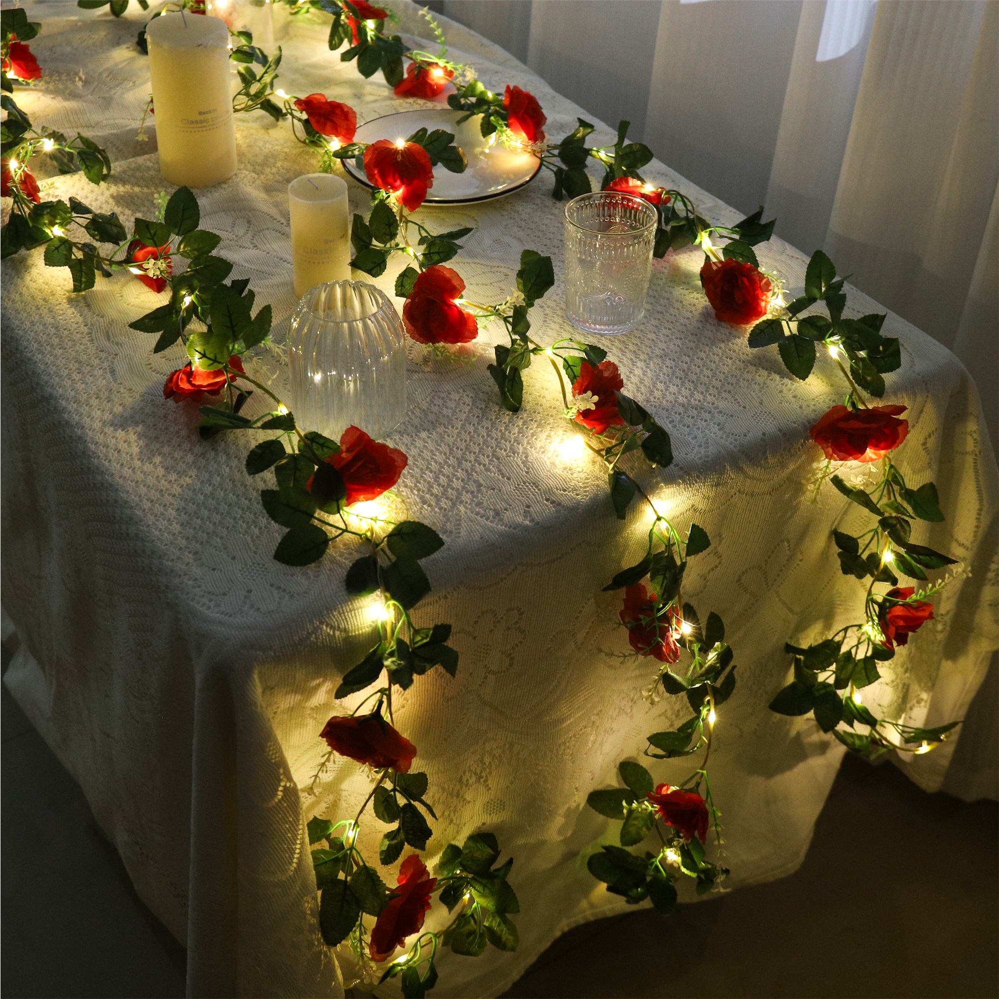 Rose LED Vine Light String Art - Christmas Wreath Fake reseña y precio