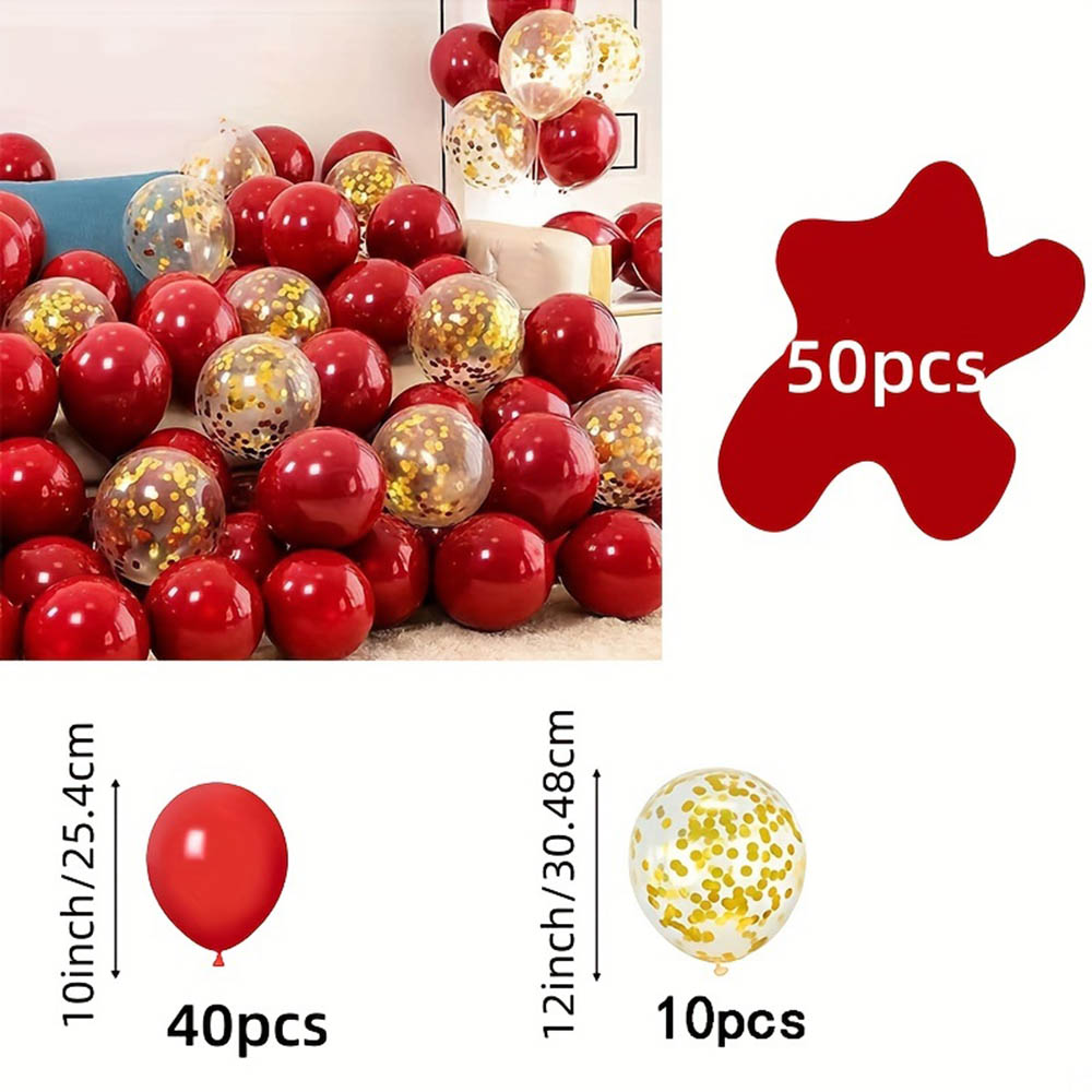 50pcs/pack Red Gold Balloon Ar - Tinsel Garland Decoration reseña y precio