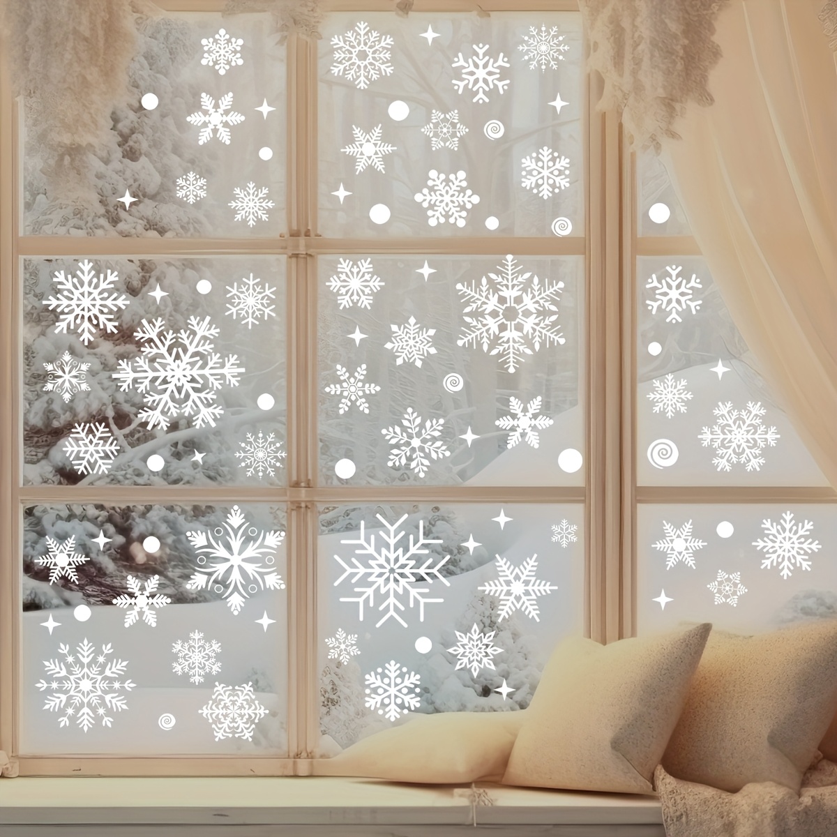 137Pcs Winter Snowflake Static - Snowflake Window Decal reseña y precio