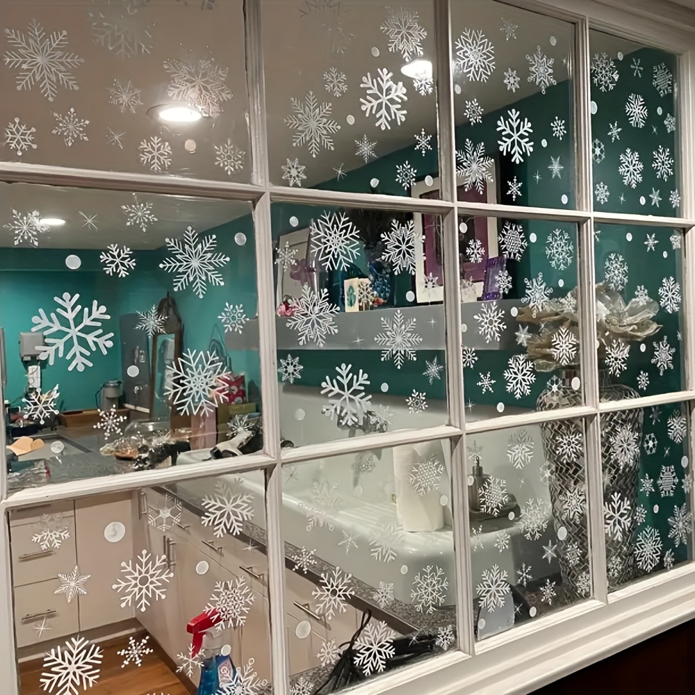 137Pcs Winter Snowflake Static - Snowflake Window Decal reseña y precio