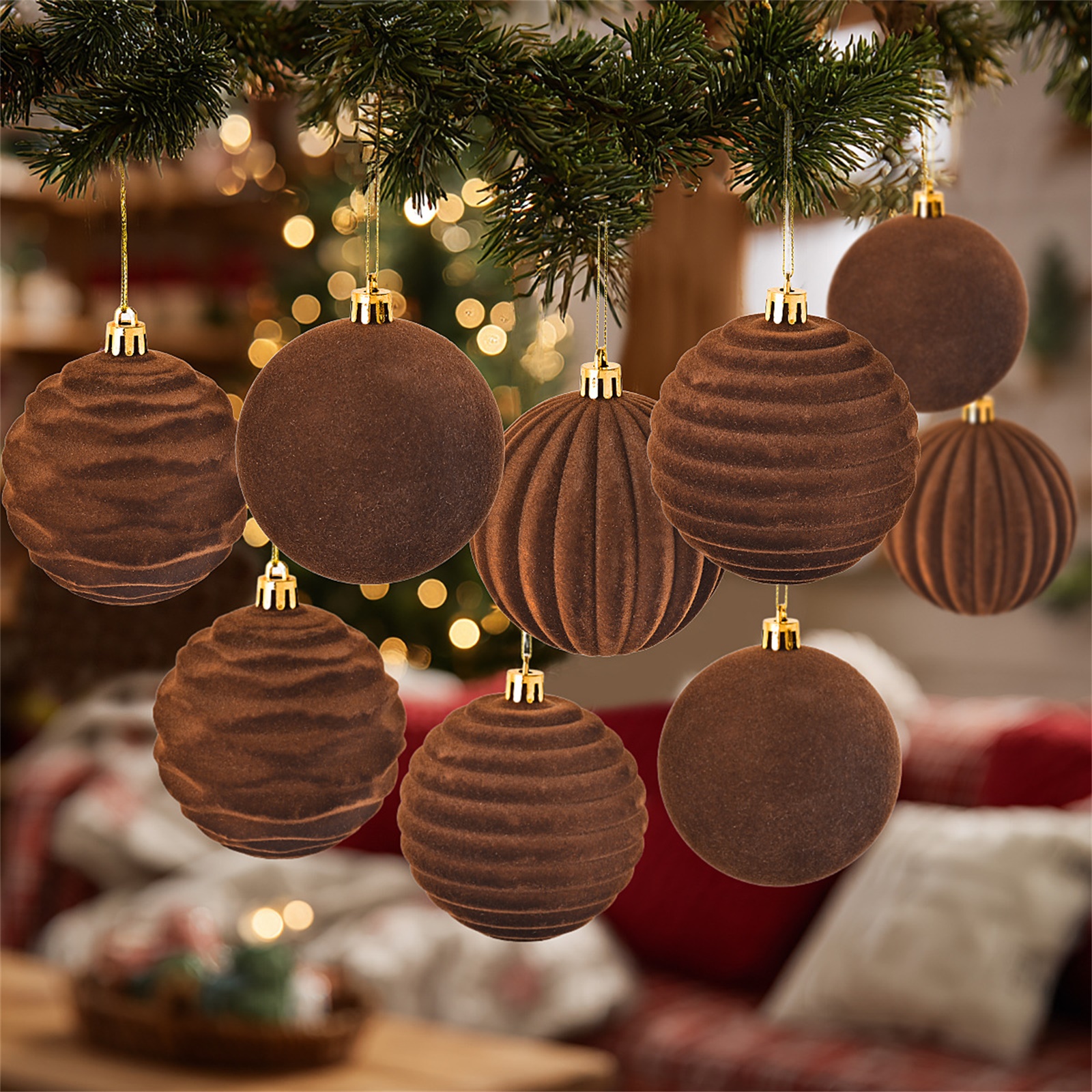 12pcs 8cm Brown Christmas Ball - Ornament Ball Set reseña y precio