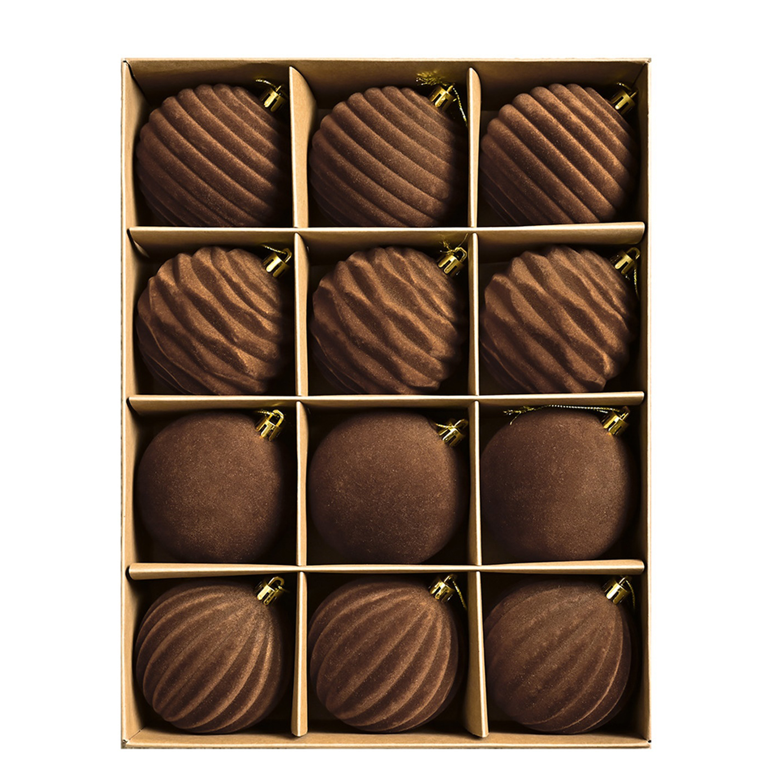 12pcs 8cm Brown Christmas Ball - Ornament Ball Set reseña y precio