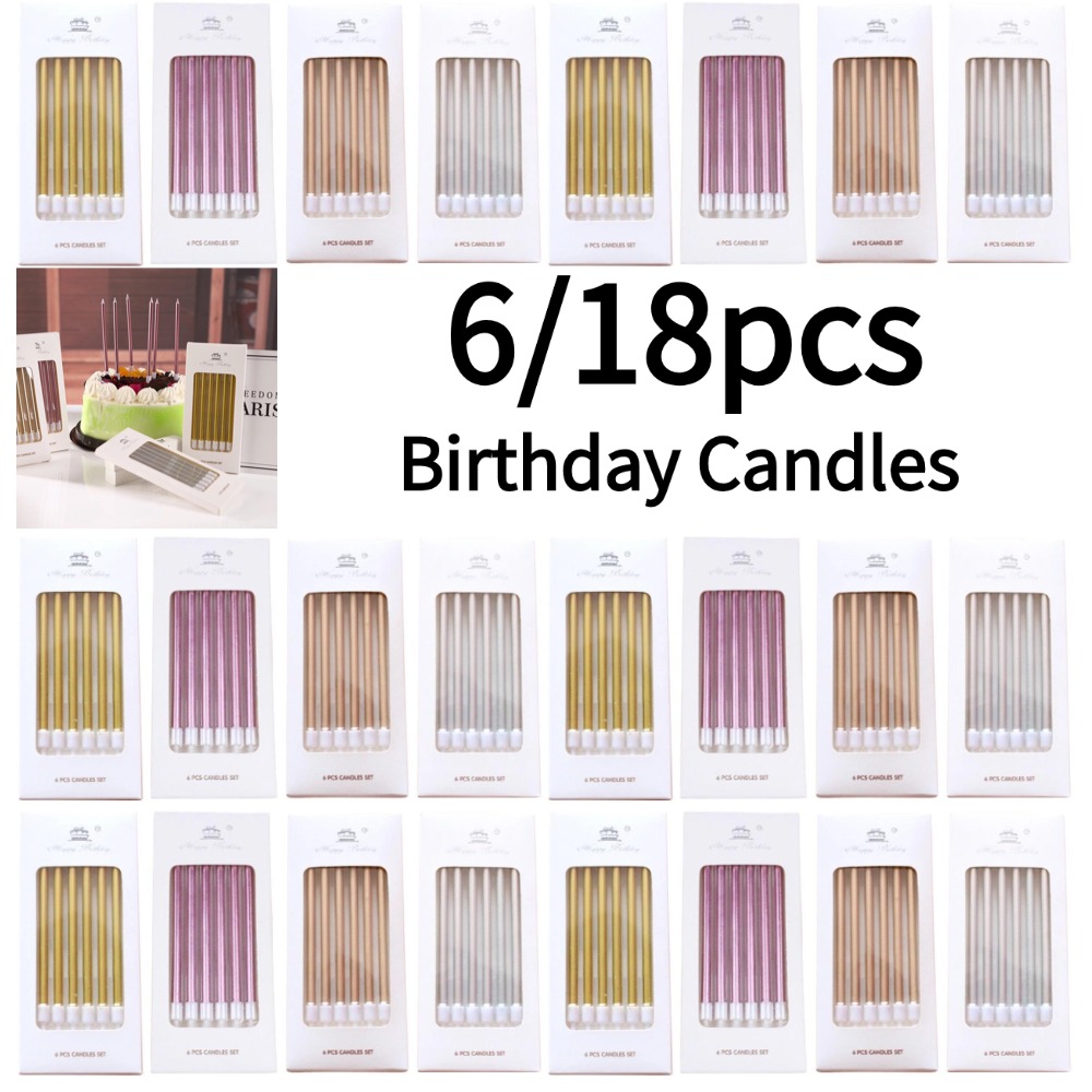 6/18pcs Metal Gold Silver Birt - Holiday Candle Set reseña y precio
