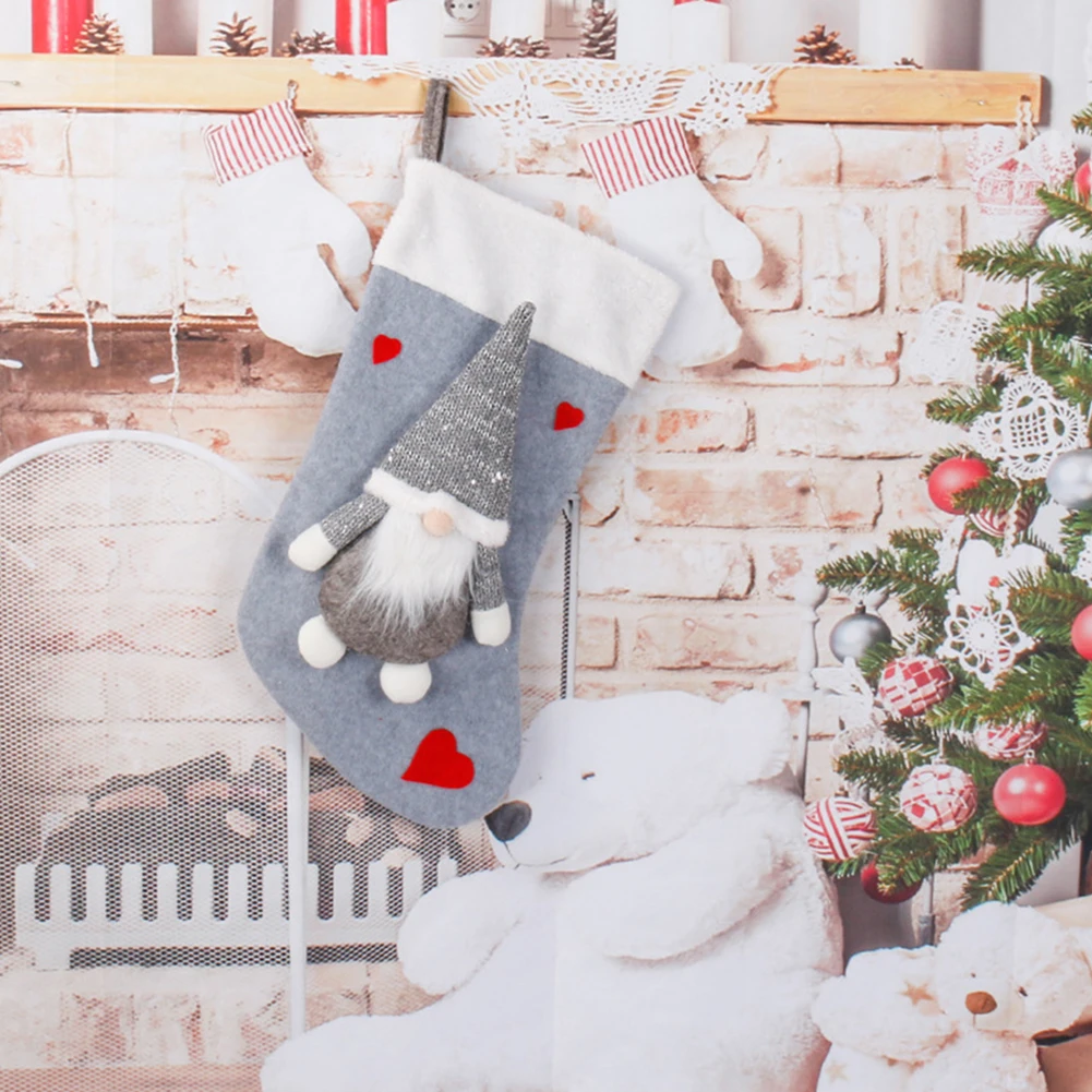 Christmas Plush Santa Claus Fa - Christmas Stocking Hanging reseña y precio