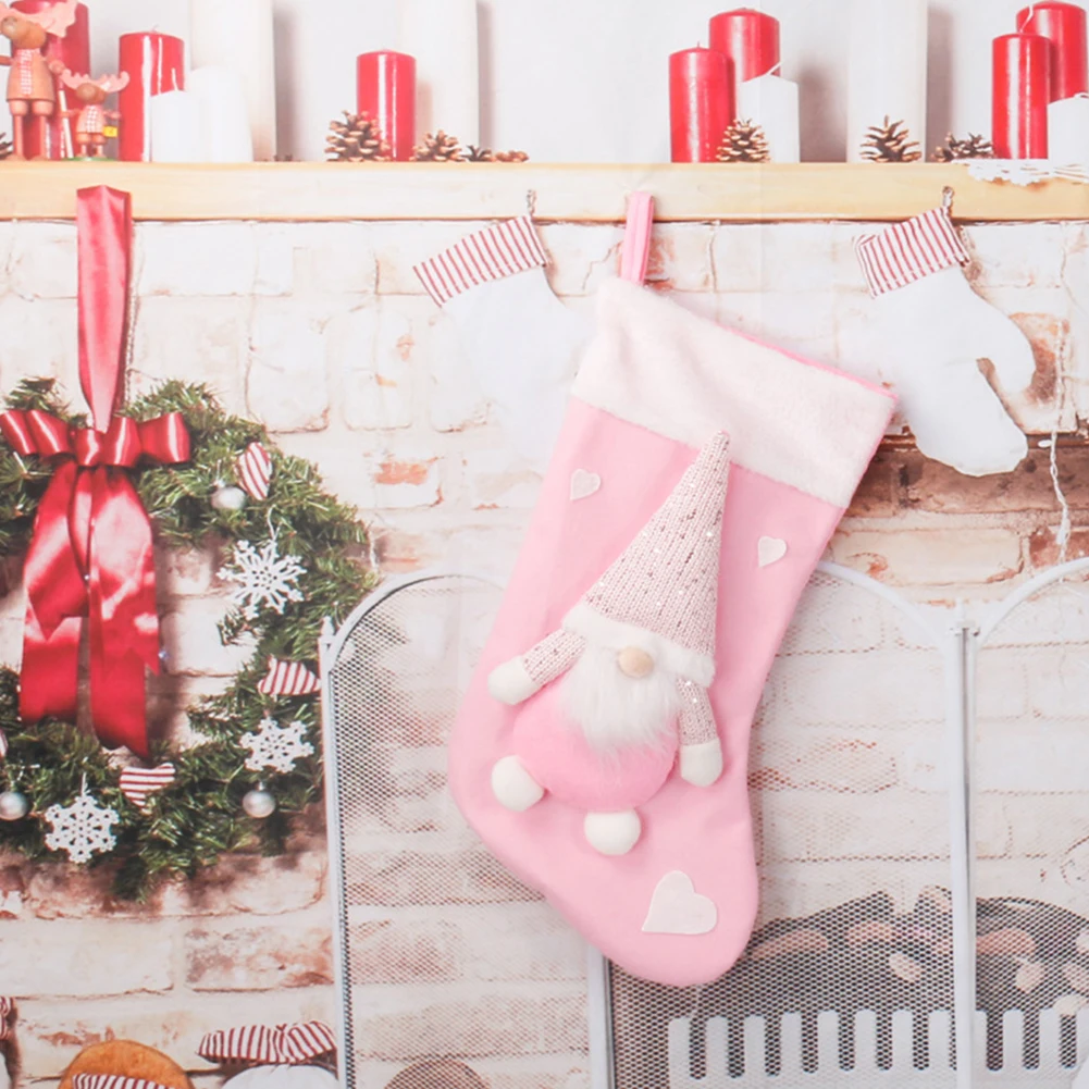 Christmas Plush Santa Claus Fa - Christmas Stocking Hanging reseña y precio