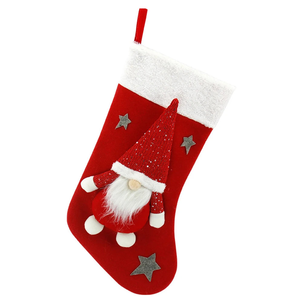 Christmas Plush Santa Claus Fa - Christmas Stocking Hanging reseña y precio