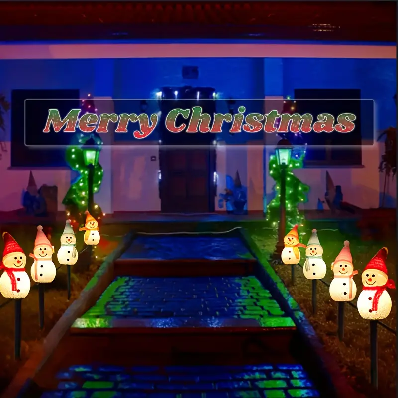 A set of four-piece solar snow - Christmas Lights Outdoor reseña y precio