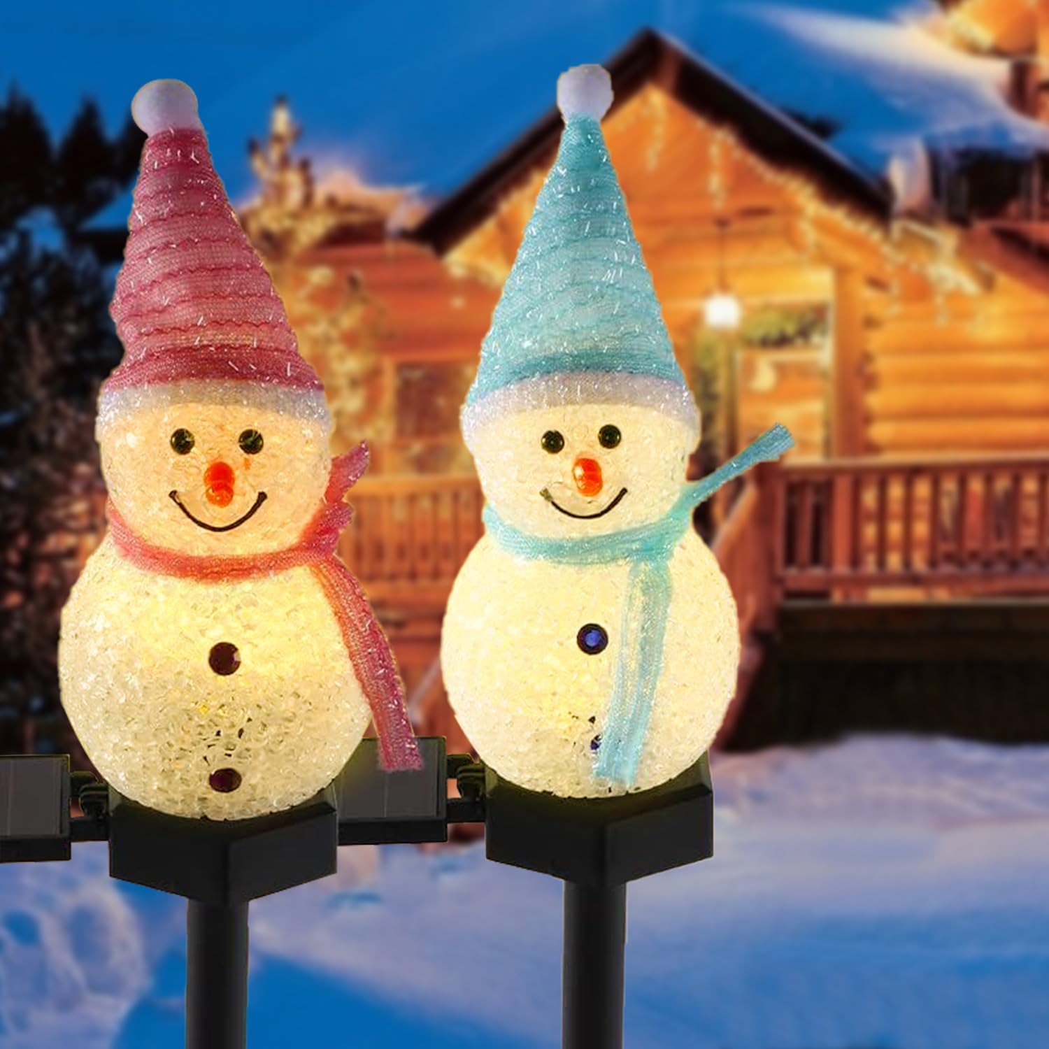 A set of four-piece solar snow - Christmas Lights Outdoor reseña y precio